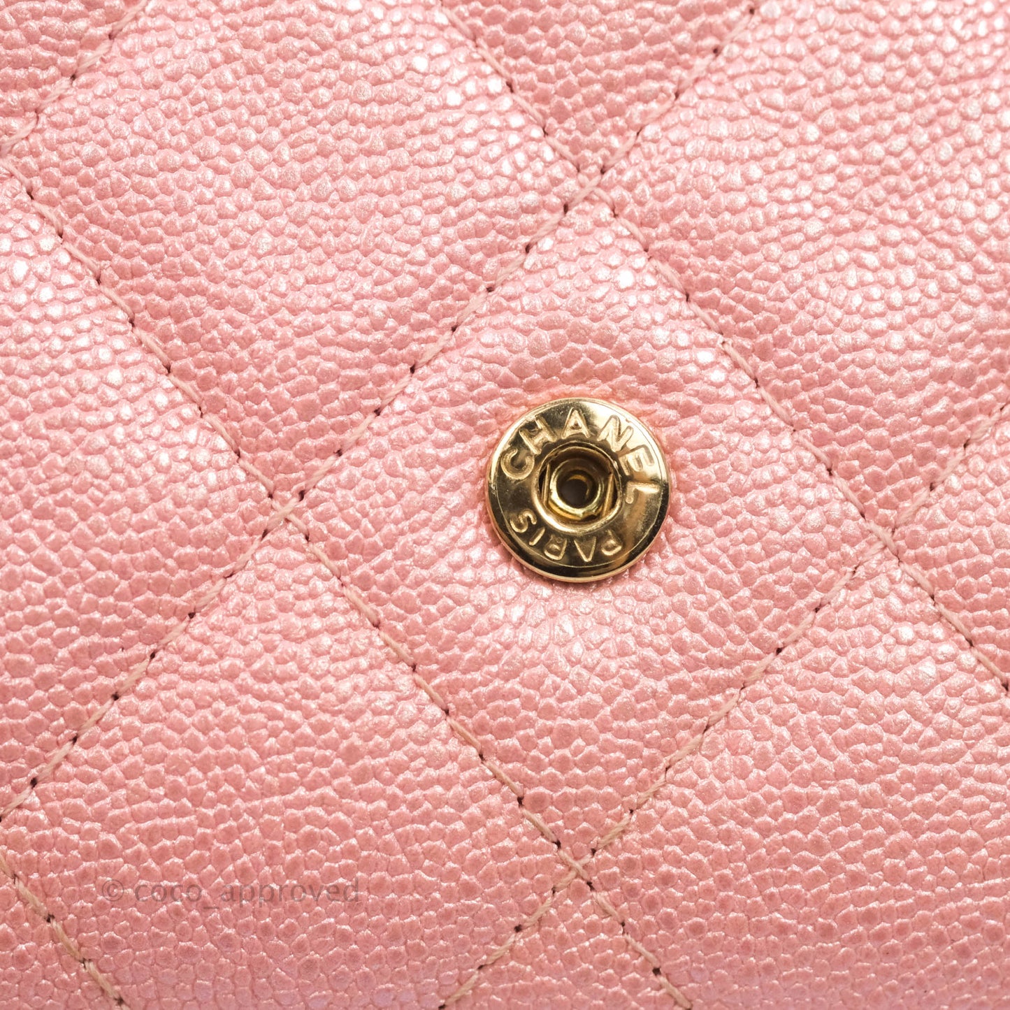 Chanel Mini Quilted Wallet On Chain WOC Caviar Iridescent Pink Gold Hardware 19S
