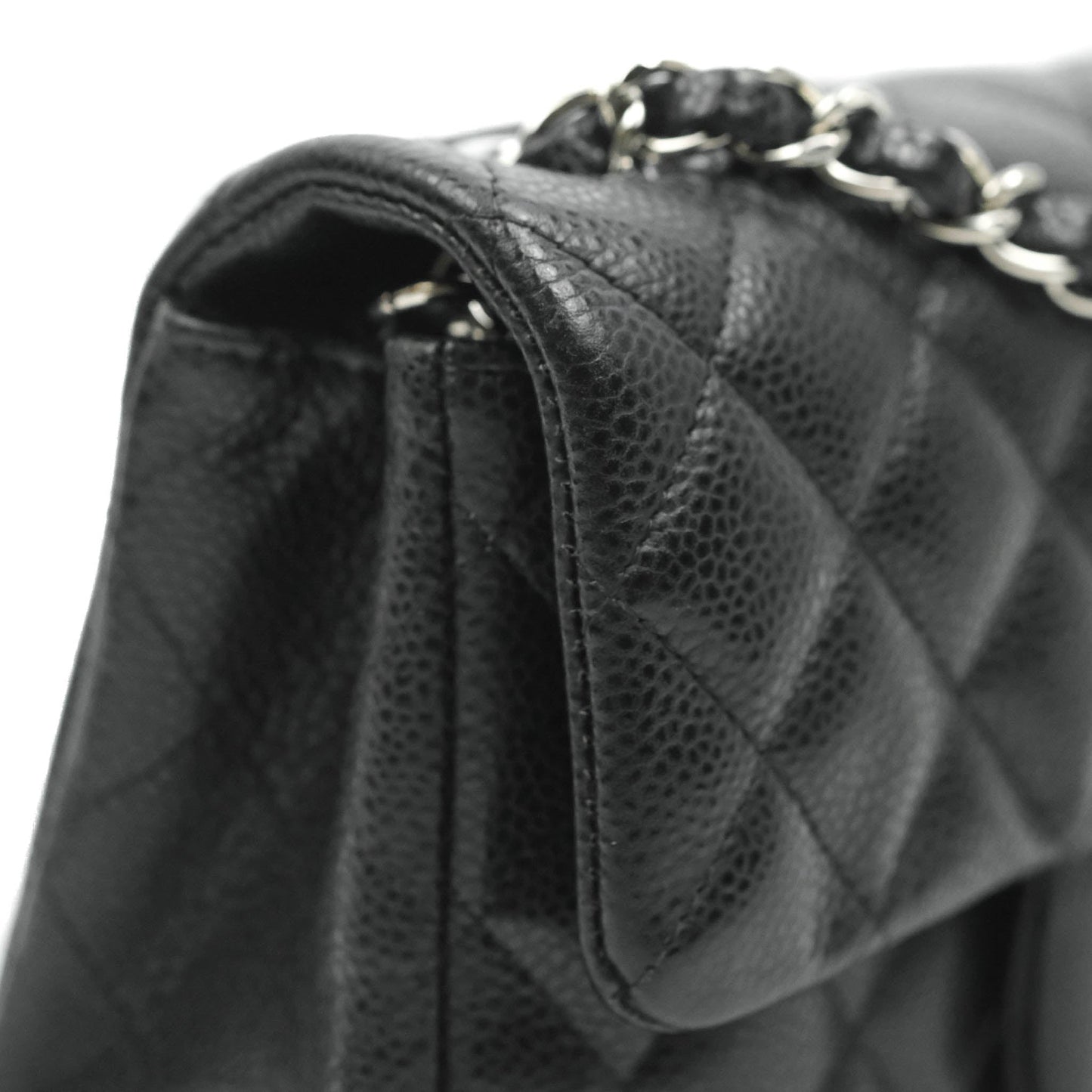 Chanel Quilted Mini Rectangular Flap Black Caviar Silver Hardware 18S