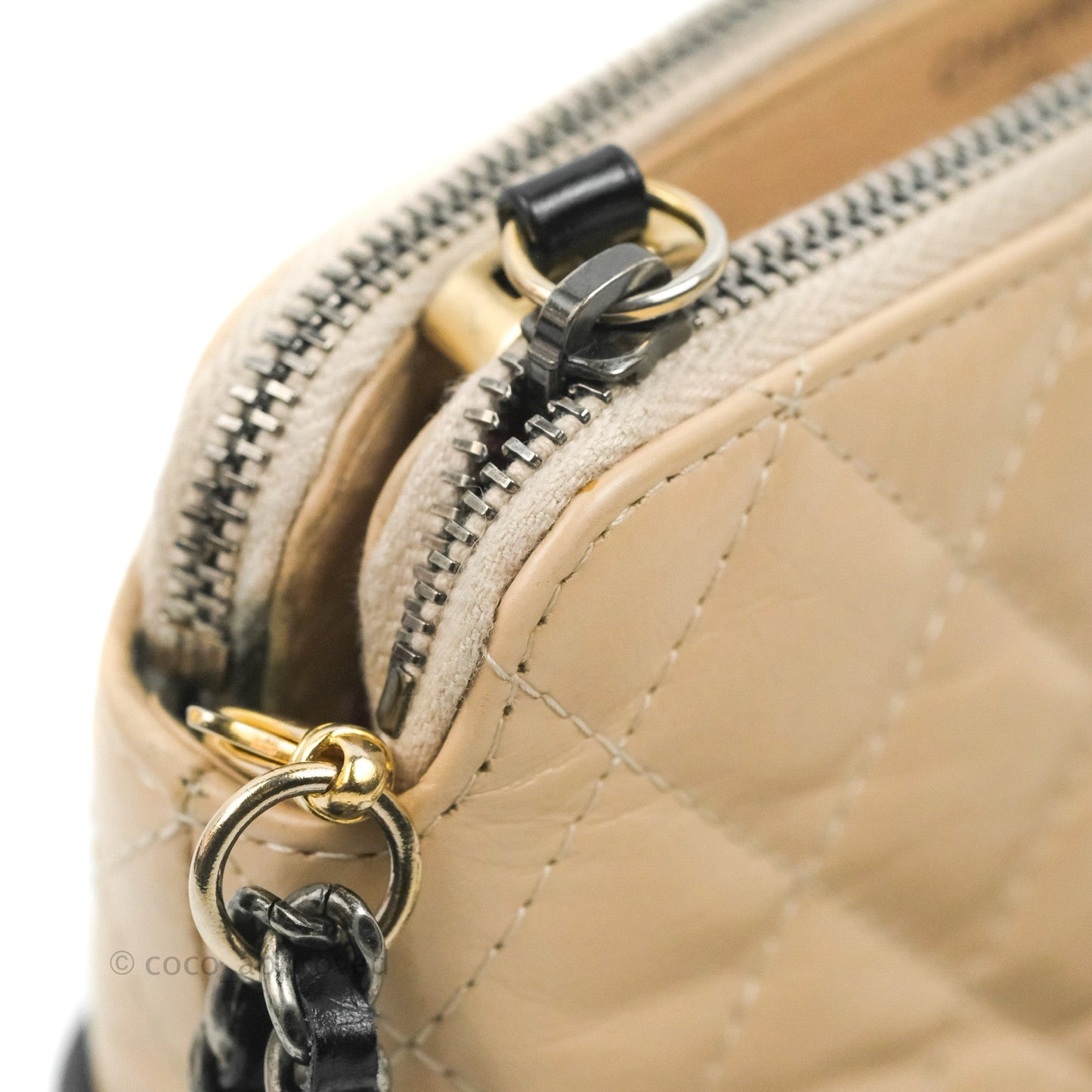 Chanel Gabrielle Clutch With Chain Aged Calfskin Beige/ Black Mixed Hardware