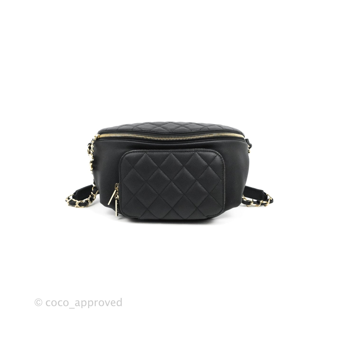 Chanel Quilted Business Affinity Waist Belt Bag Black Caviar Gold Hardware