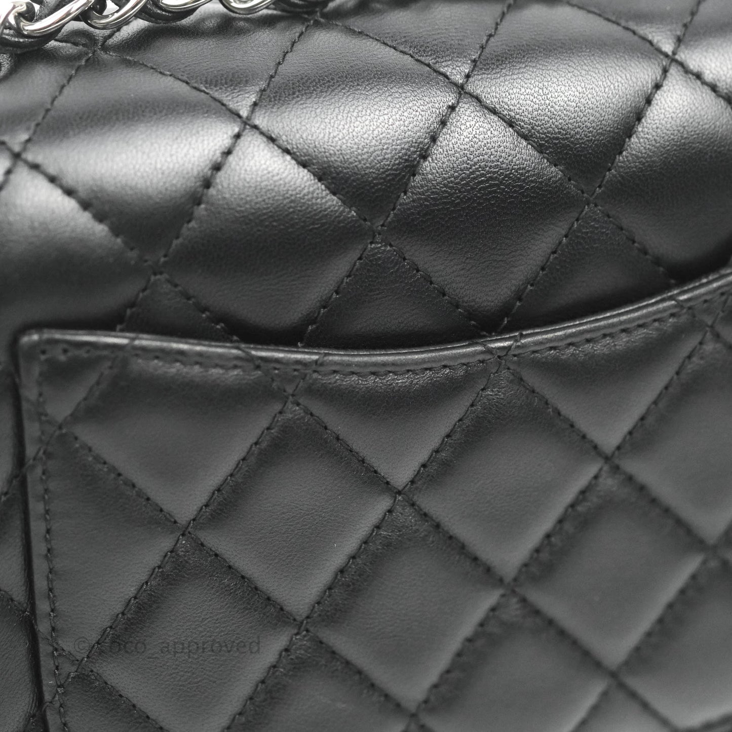 Chanel Quilted Mini Rectangular Flap Black Lambskin Silver Hardware