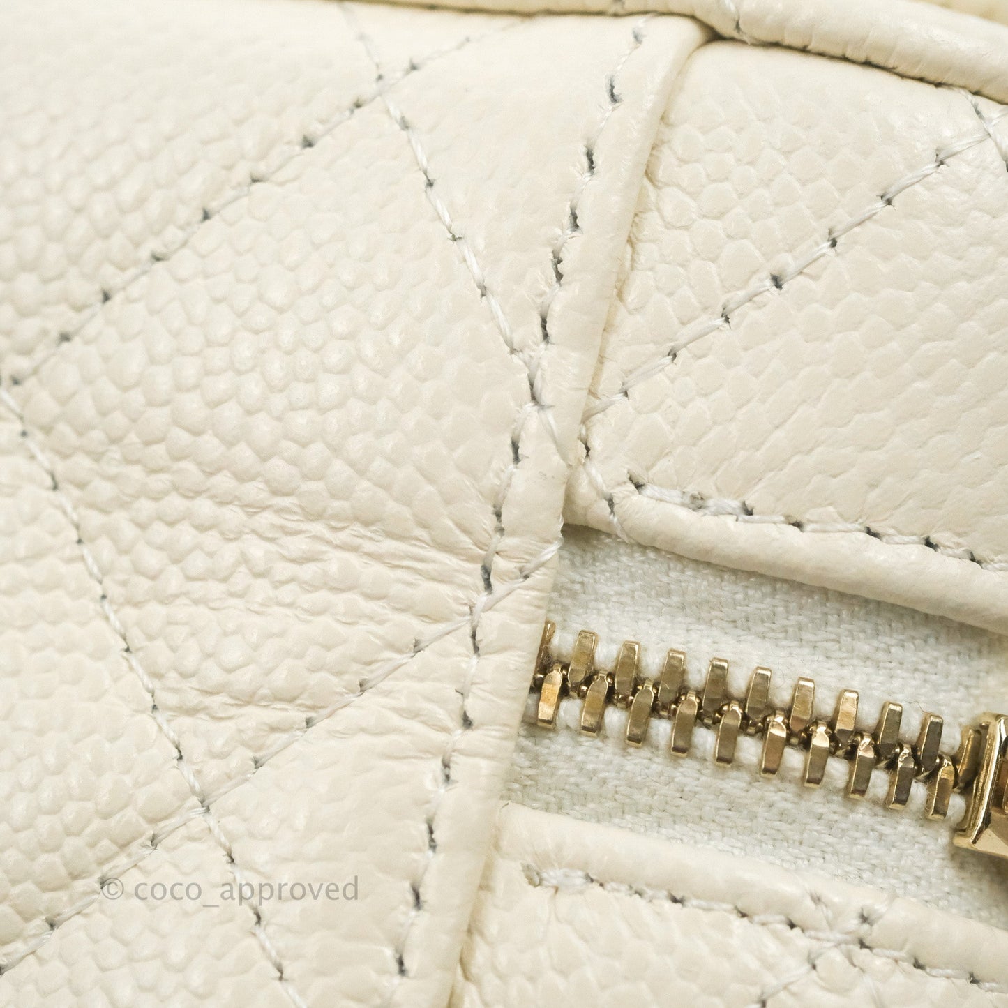 Chanel Quilted Small Handle With Care Vanity Case With Chain Ivory Caviar Gold Hardware