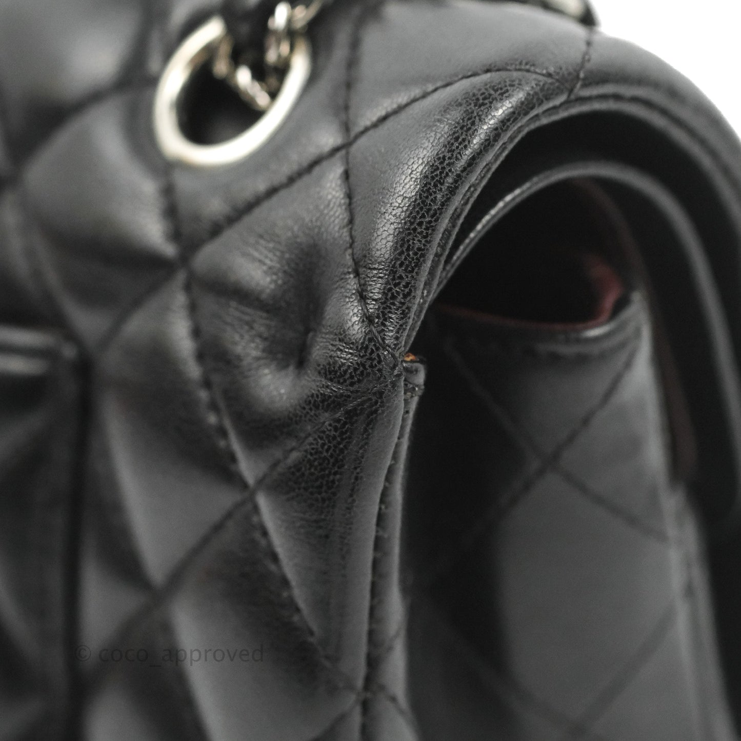 Chanel Classic M/L Medium Flap Quilted Black Lambskin Silver Hardware