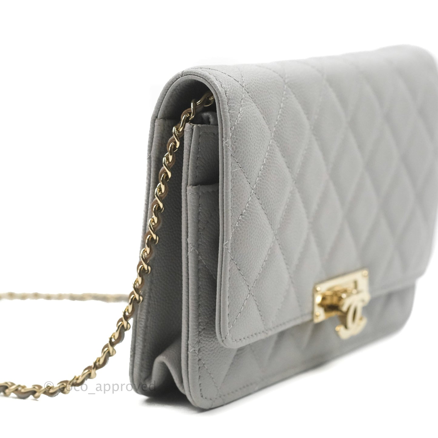 Chanel Golden Class Wallet on Chain WOC Grey Caviar Gold Hardware