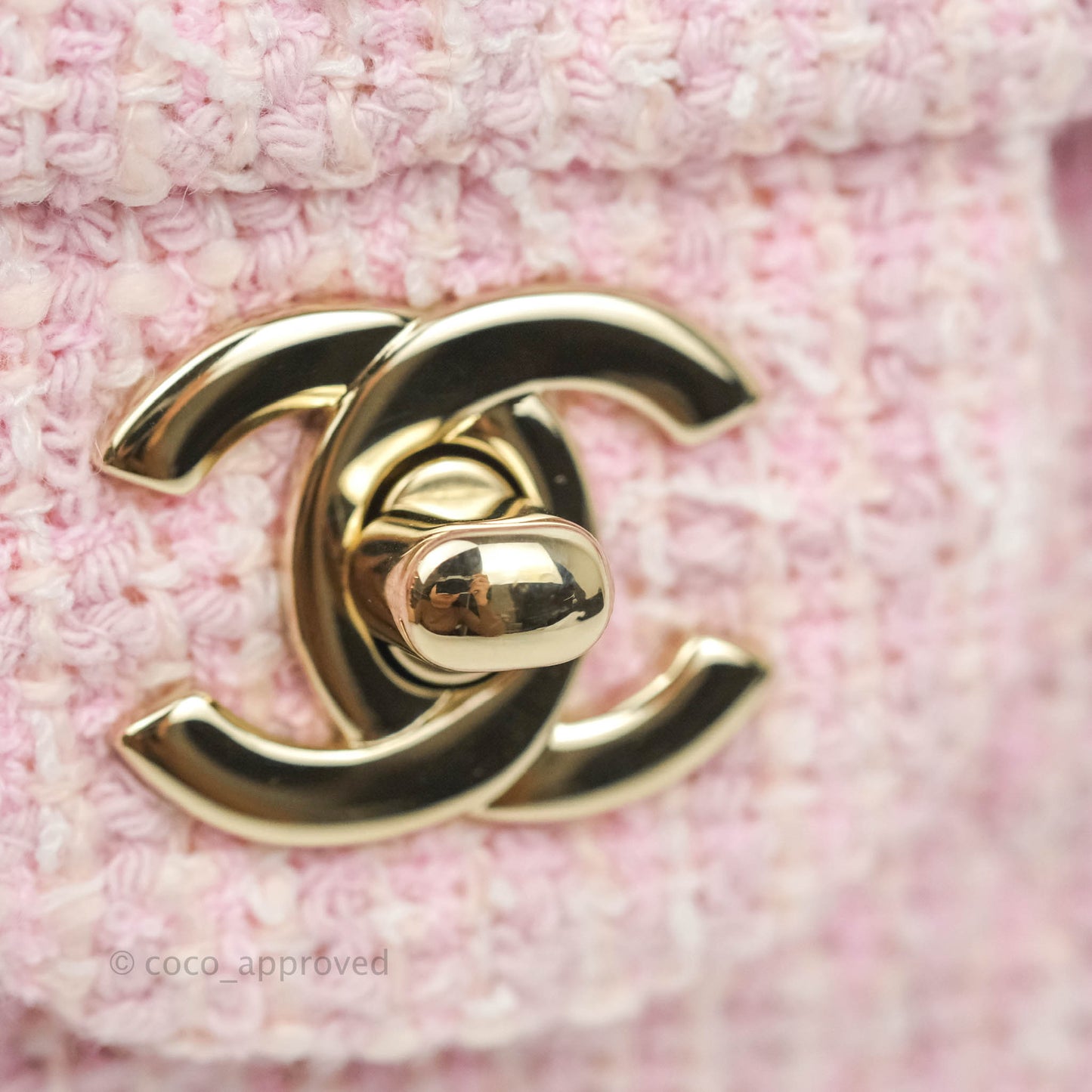 Chanel Classic Mini Rectangular Flap Pink Tweed Gold Hardware