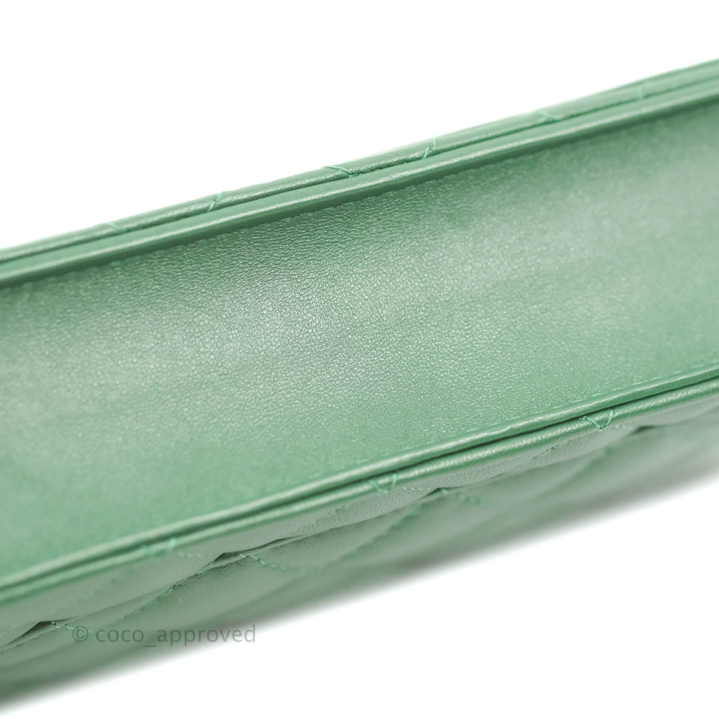 Chanel Quilted Classic Wallet on Chain WOC Green Lambskin Silver Hardware