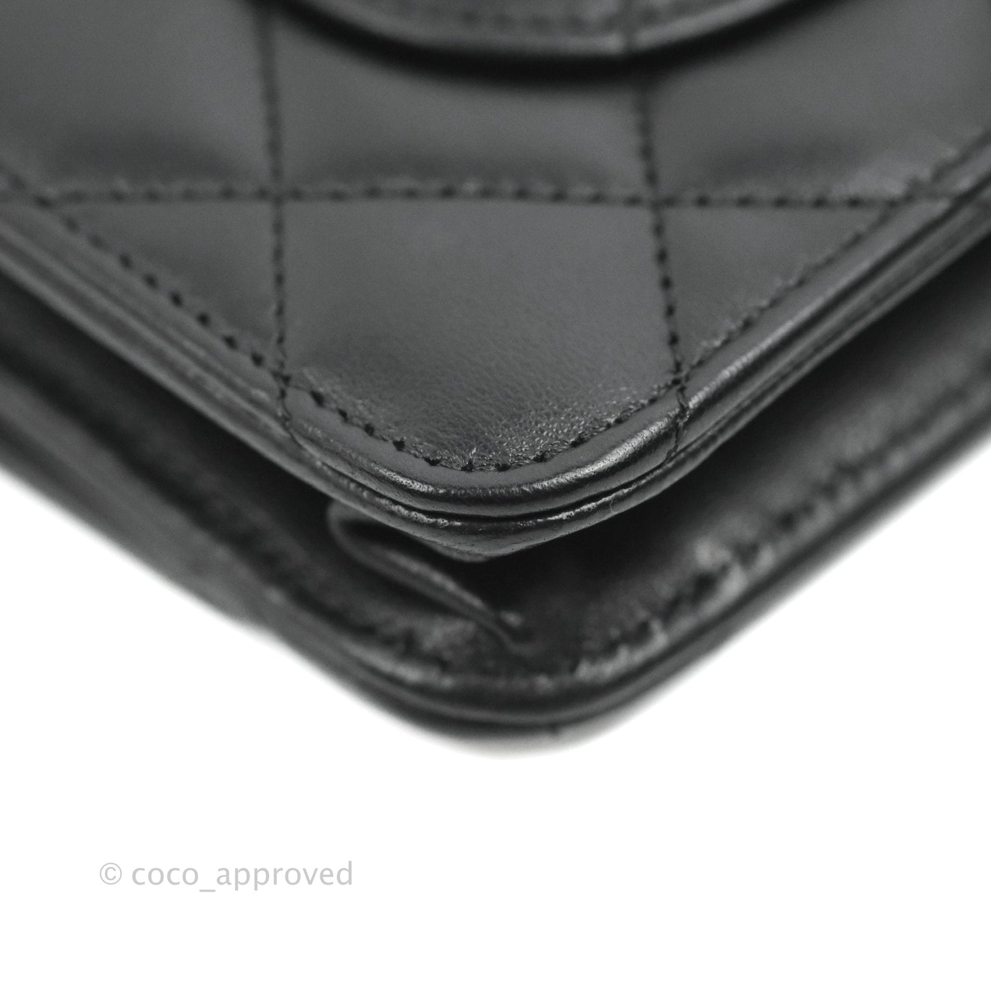 Chanel Quilted Wallet on Chain WOC Black Lambskin Silver Hardware