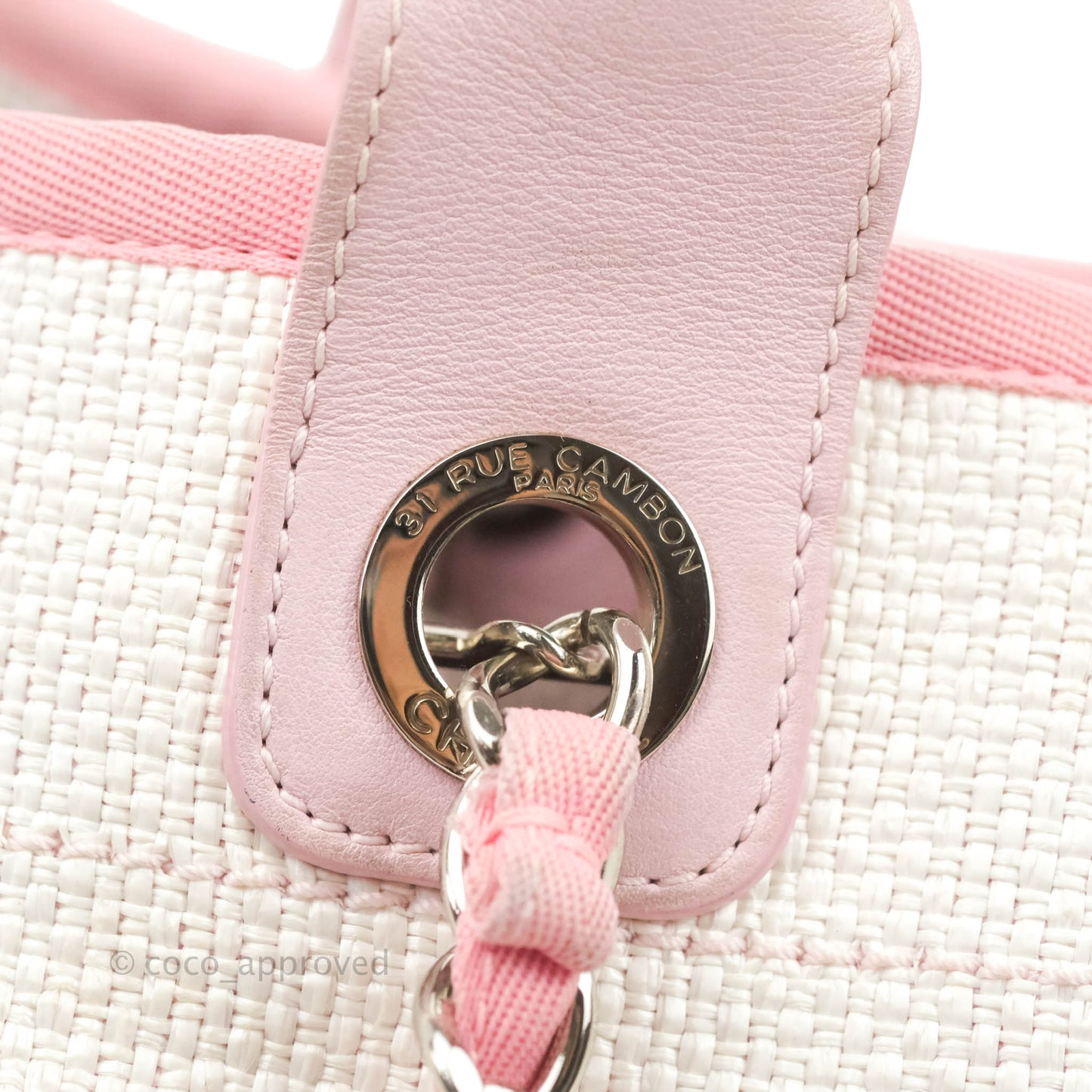 Chanel Large Deauville Pale Pink Canvas Silver Hardware