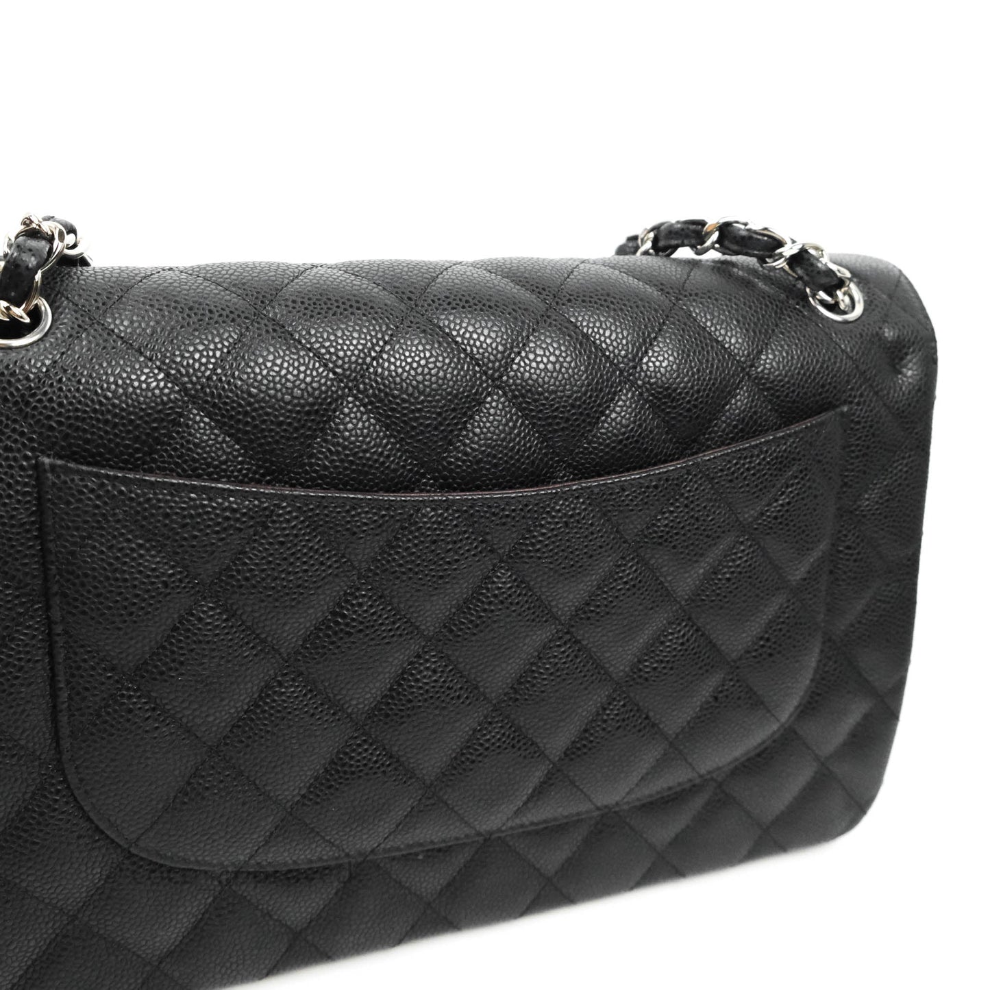 Chanel Jumbo Double Flap Black Caviar Silver Hardware⁣⁣
