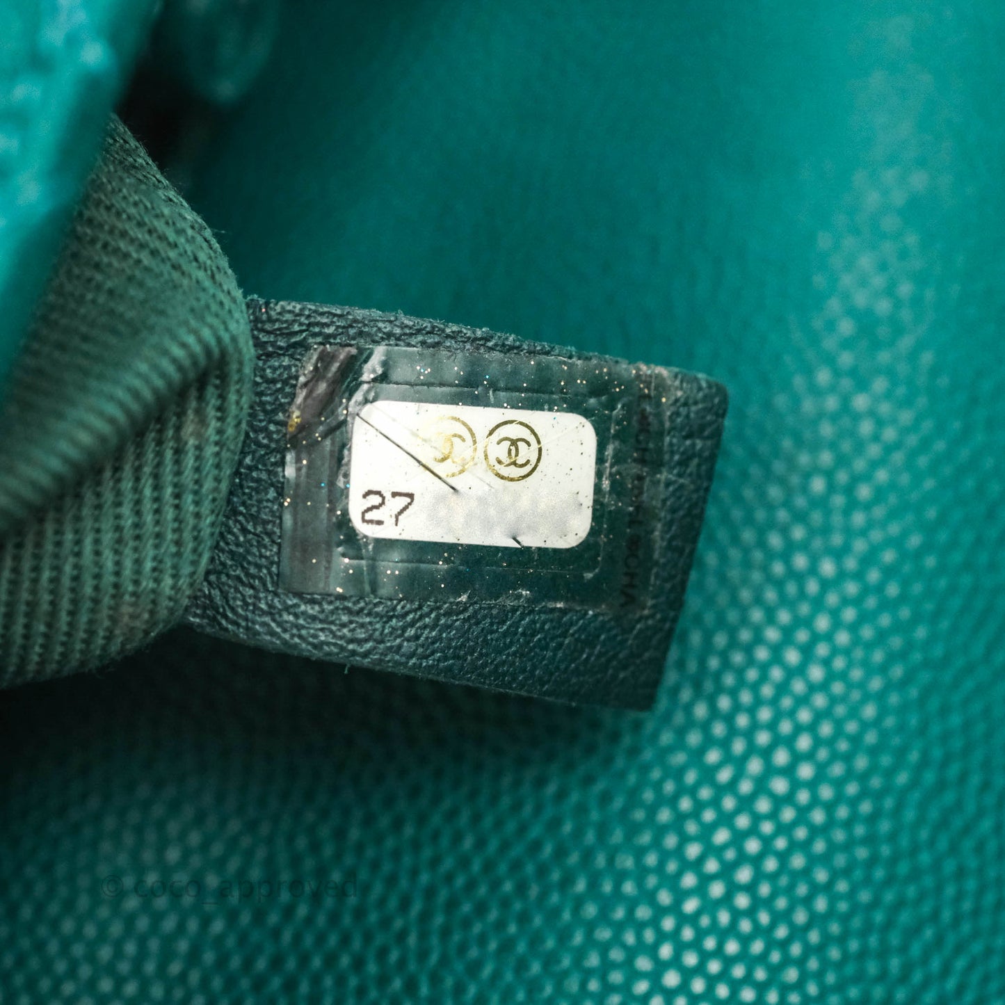 Chanel Small Quilted Coco Handle Teal Green Caviar Gold Hardware