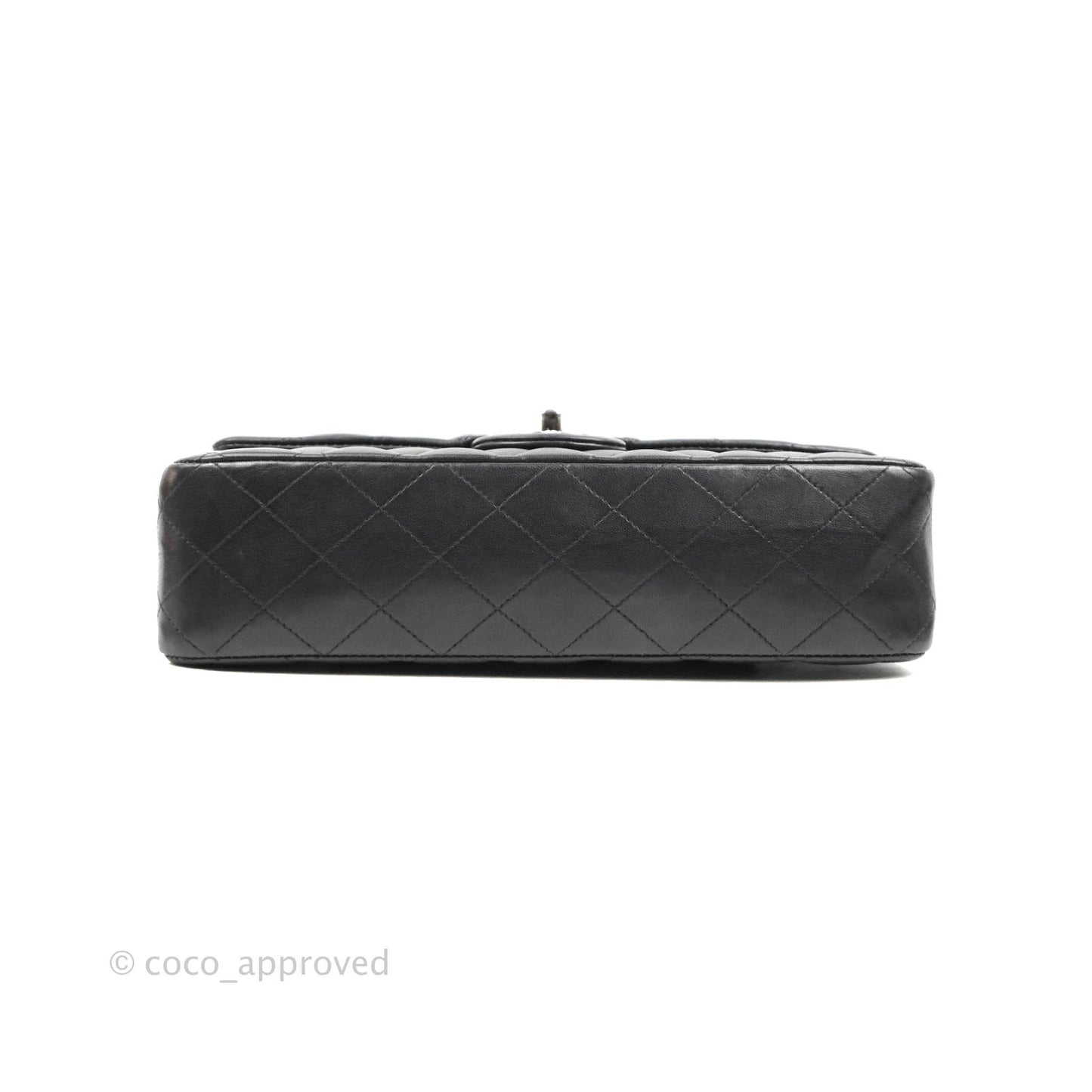Chanel Quilted Classic M/L Medium Flap Black Lambskin Silver Hardware