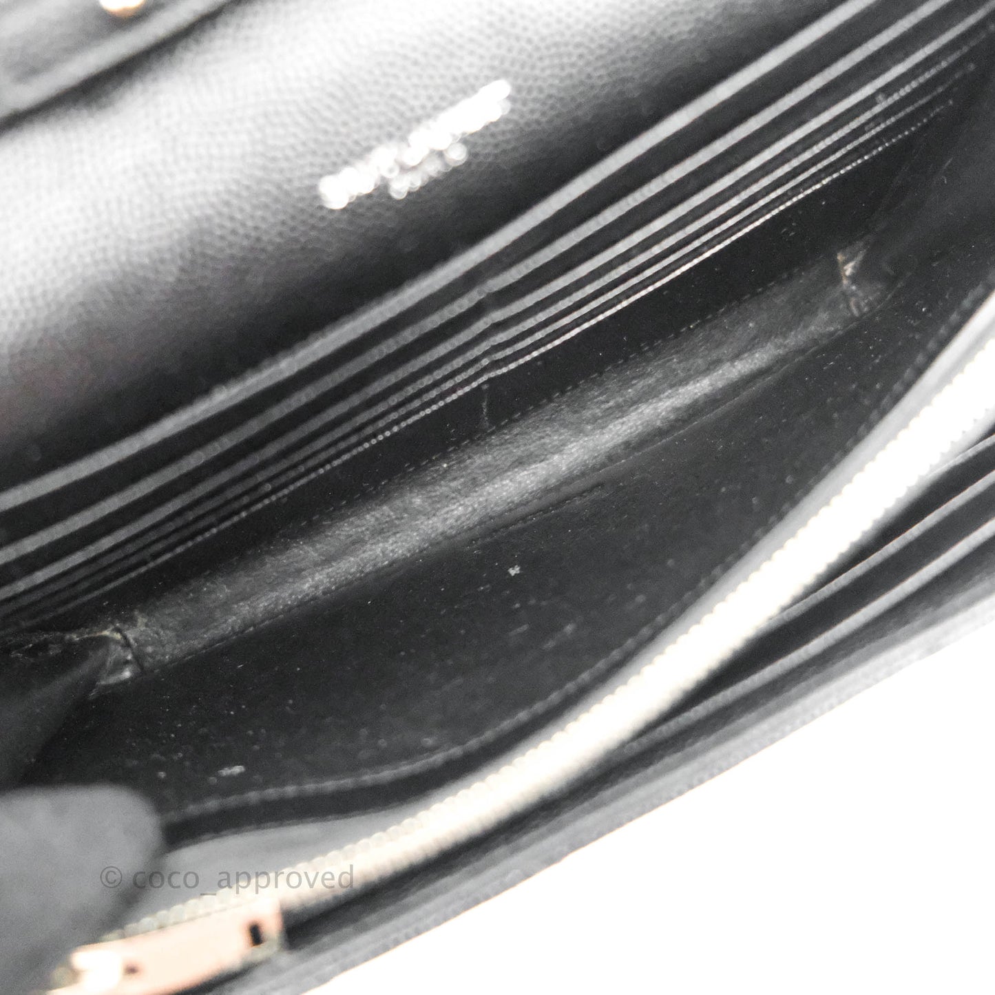 Saint Laurent Wallet on Chain WOC Black Grained Leather Silver Hardware