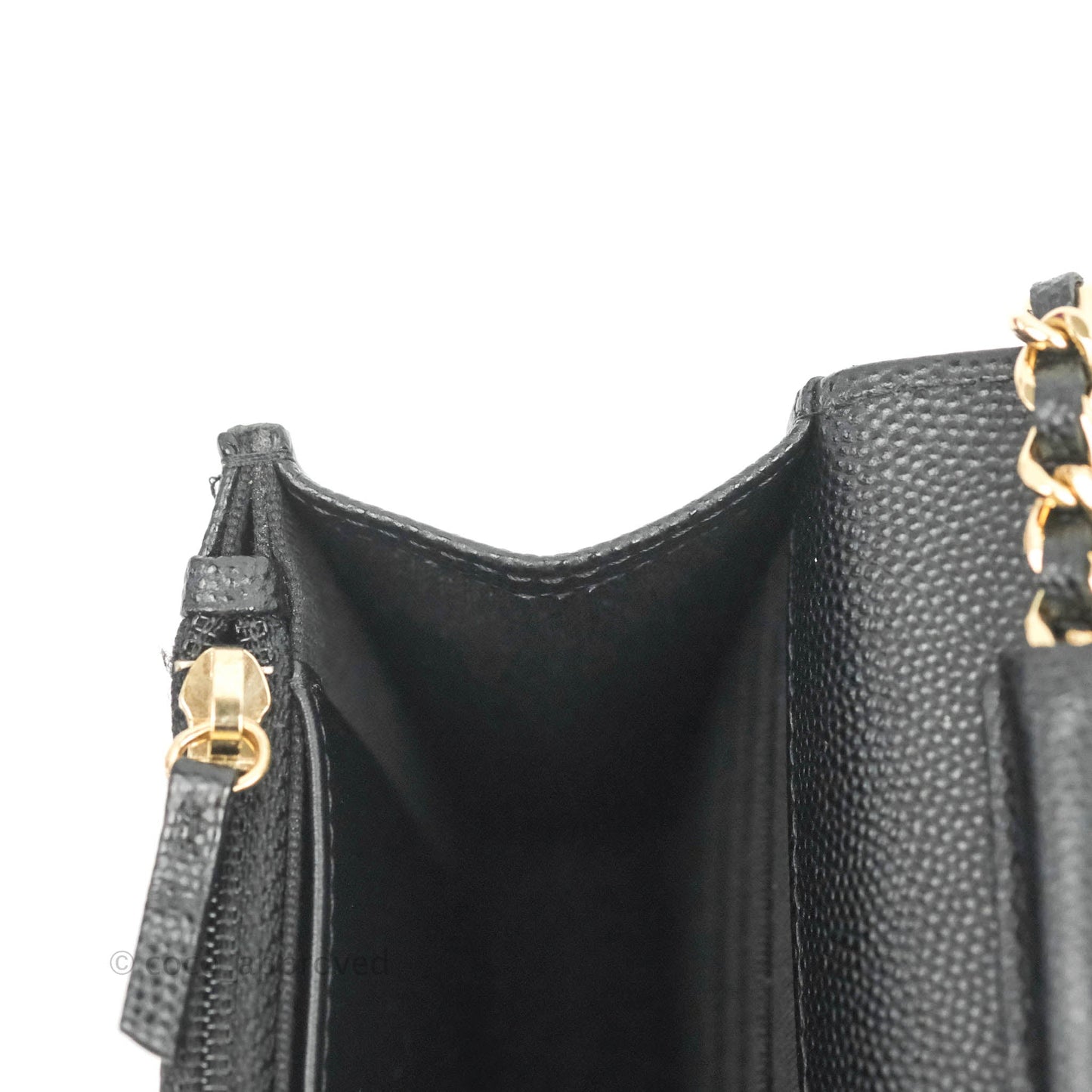 Chanel Quilted WOC Black Caviar Gold Hardware With Charms
