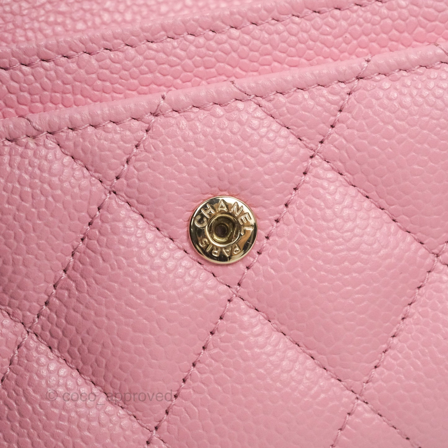 Chanel Quilted Flap Card Holder Pink Caviar Gold Hardware