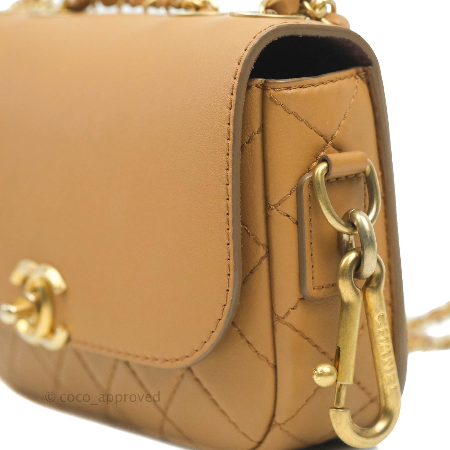 Chanel Quilted Flap With Coin Purse Caramel Calfskin Aged Gold Hardware 19K