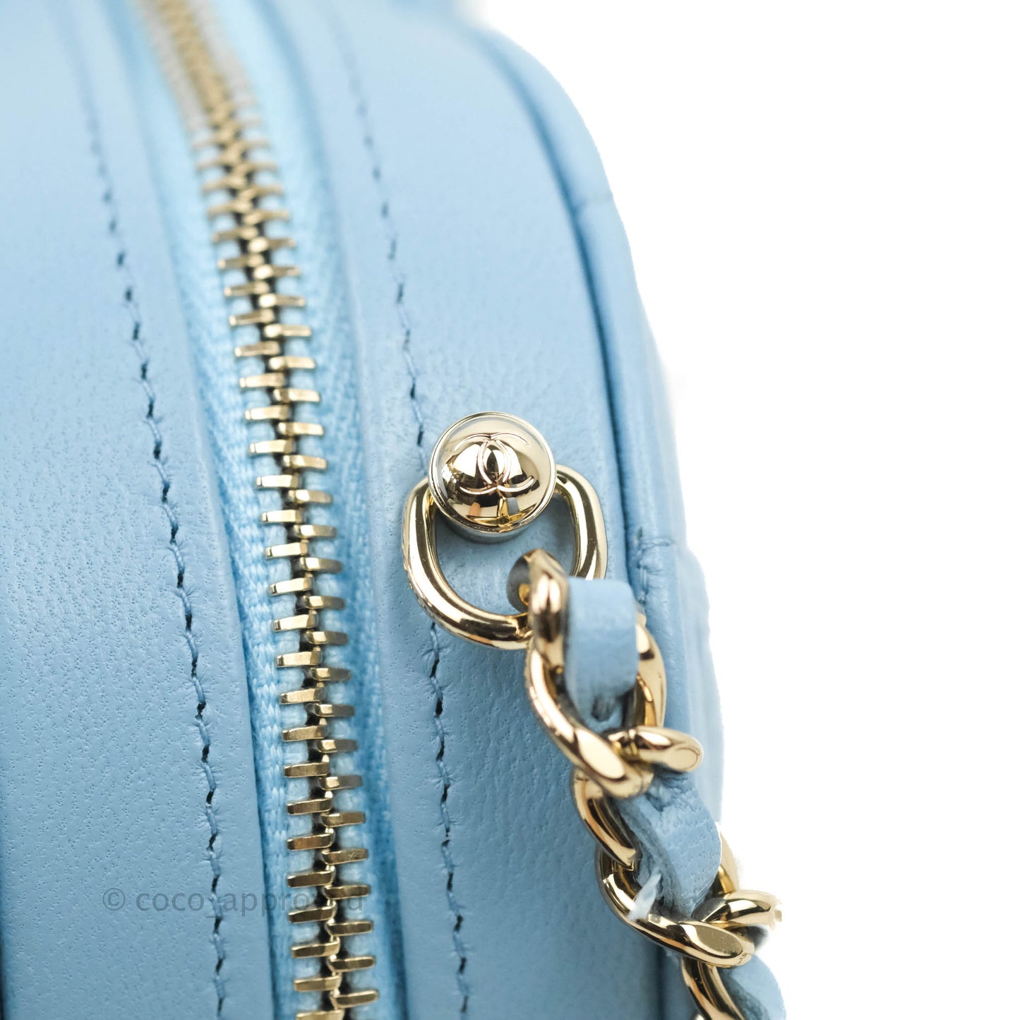 Chanel Small Heart Bag Blue Lambskin Gold Hardware 22S