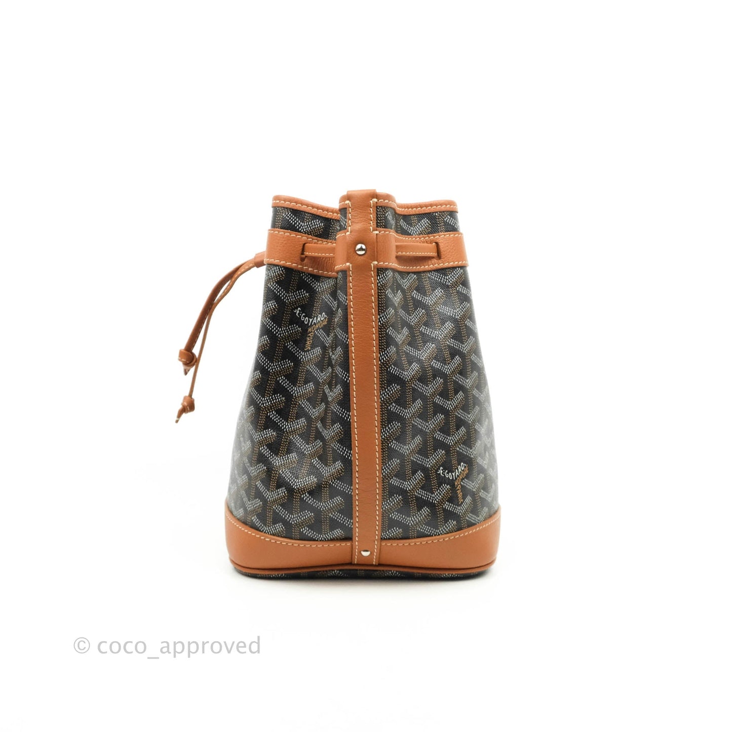 Goyard Petit Flot Black & Natural Drawstring Bucket Bag