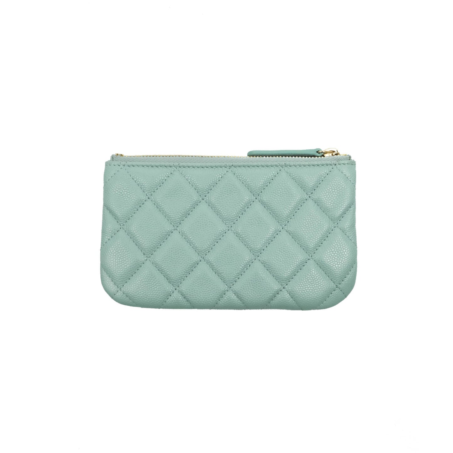 Chanel Mini Quilted O Case Tiffany Blue Caviar Gold Hardware