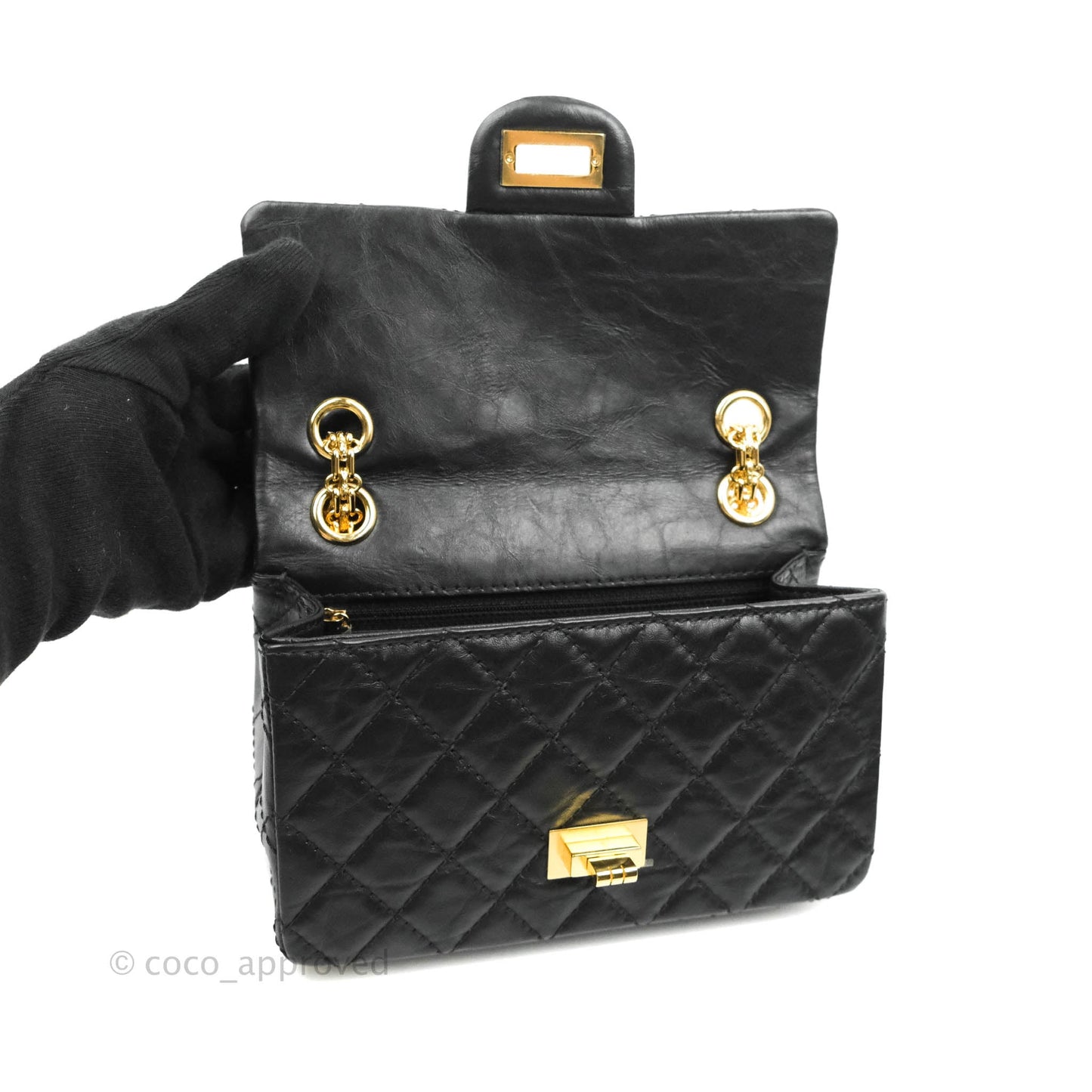Chanel Mini Reissue 224 Black Aged Calfskin Gold Hardware