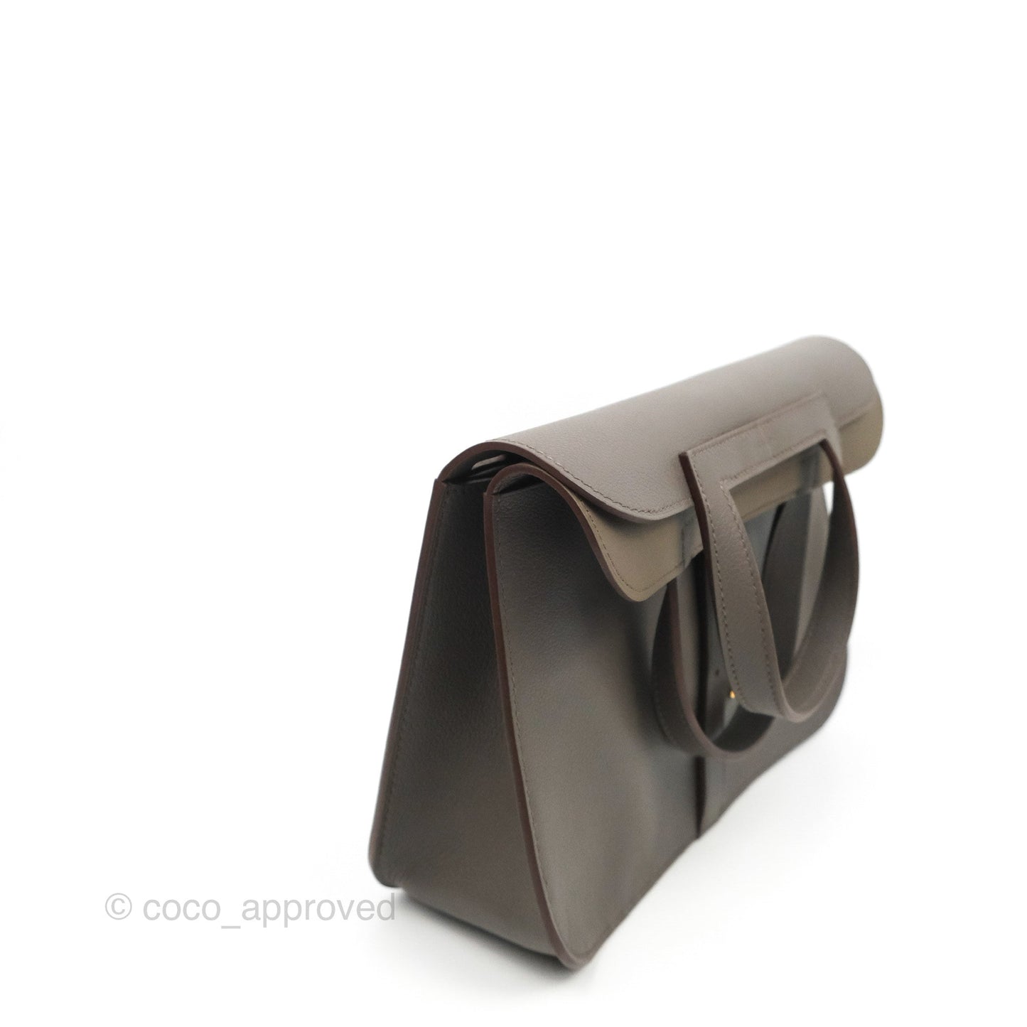 Hermès Halzan 25 Gris Etain 8F Evercolor Gold Hardware