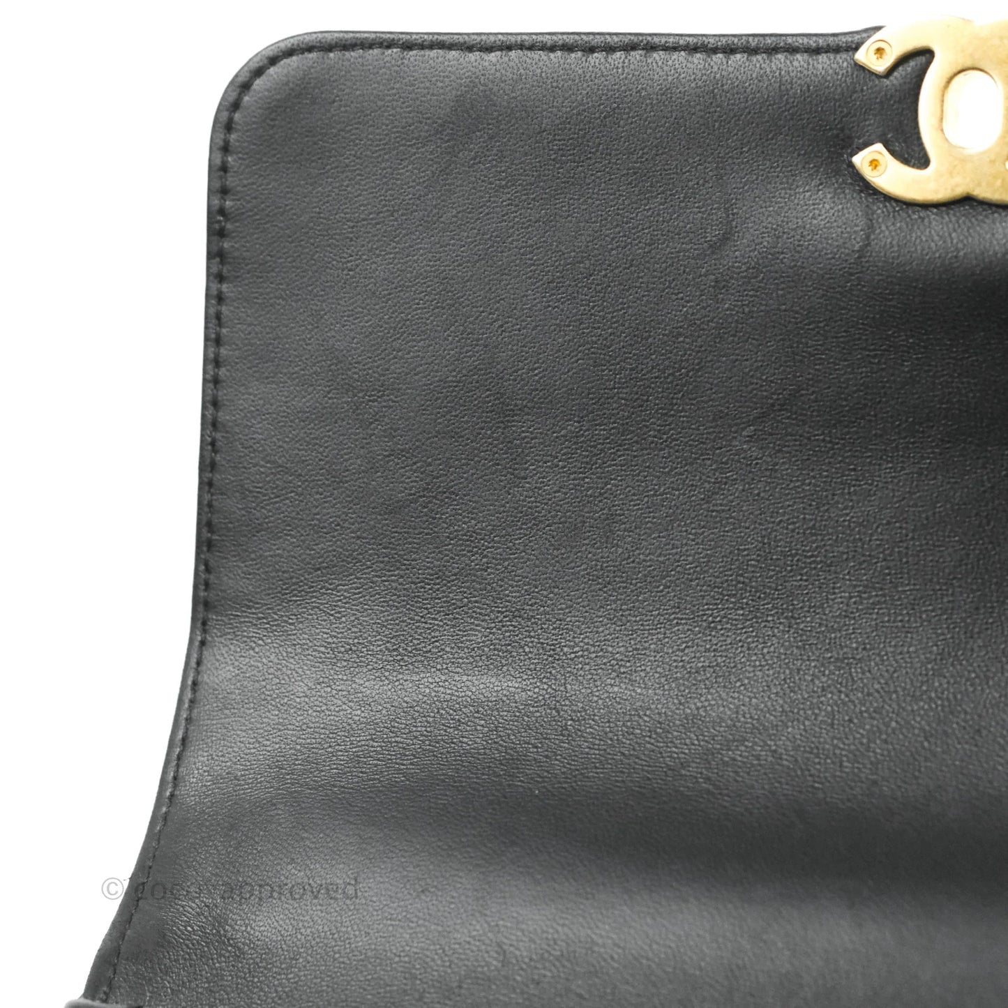 Chanel Quilted Small Flap Bag with CC Crystal Logo Handle Black Lambskin Aged Gold Hardware