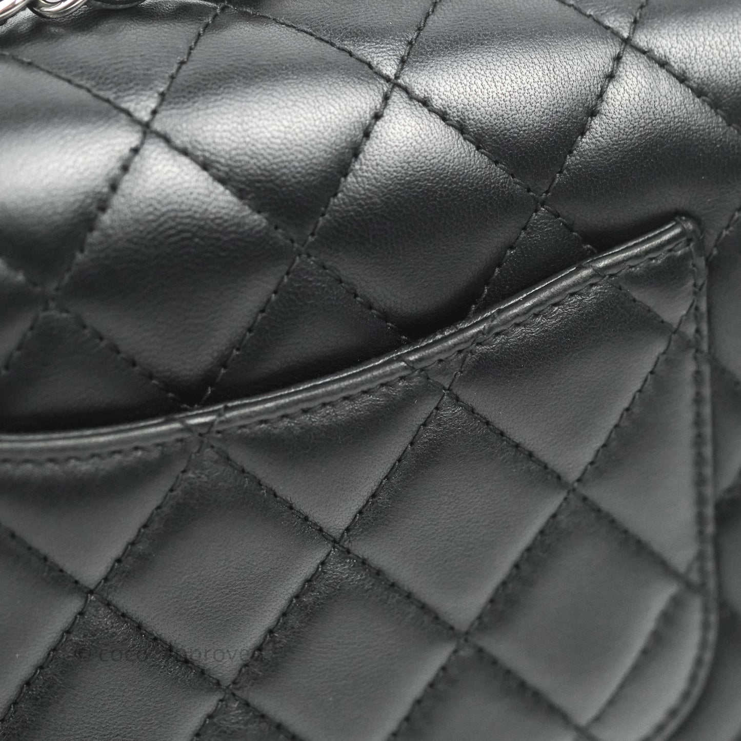 Chanel Quilted Mini Rectangular Flap Black Lambskin Silver Hardware