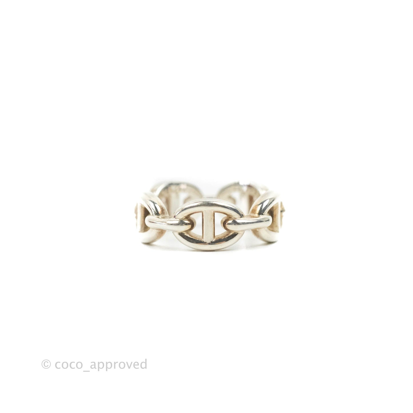 Hermès Sterling Silver PM Chaine d'Ancre Enchainee Band Ring 51