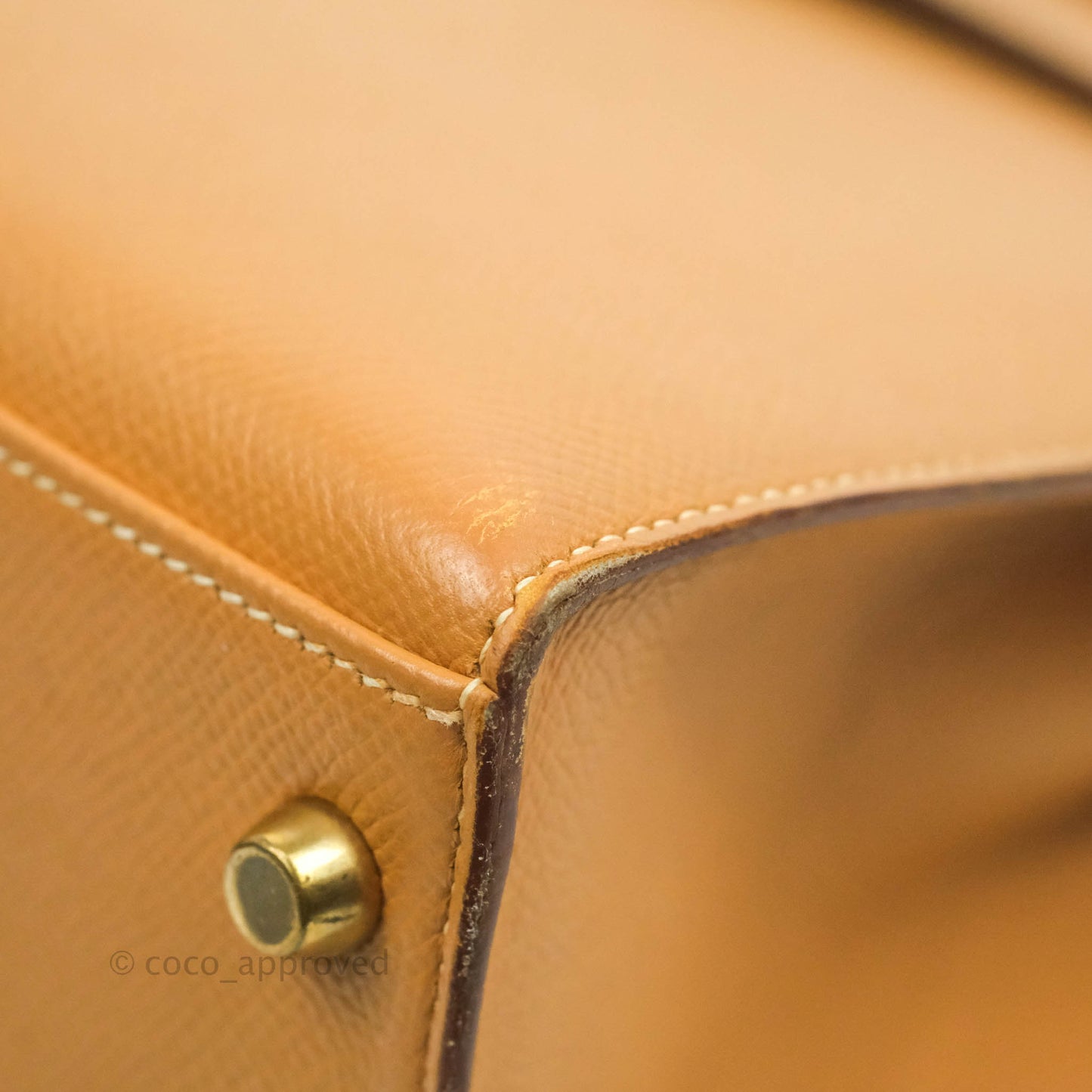 Hermès Vintage Kelly 28 Gold Natural Courchevel Sellier Gold Hardware