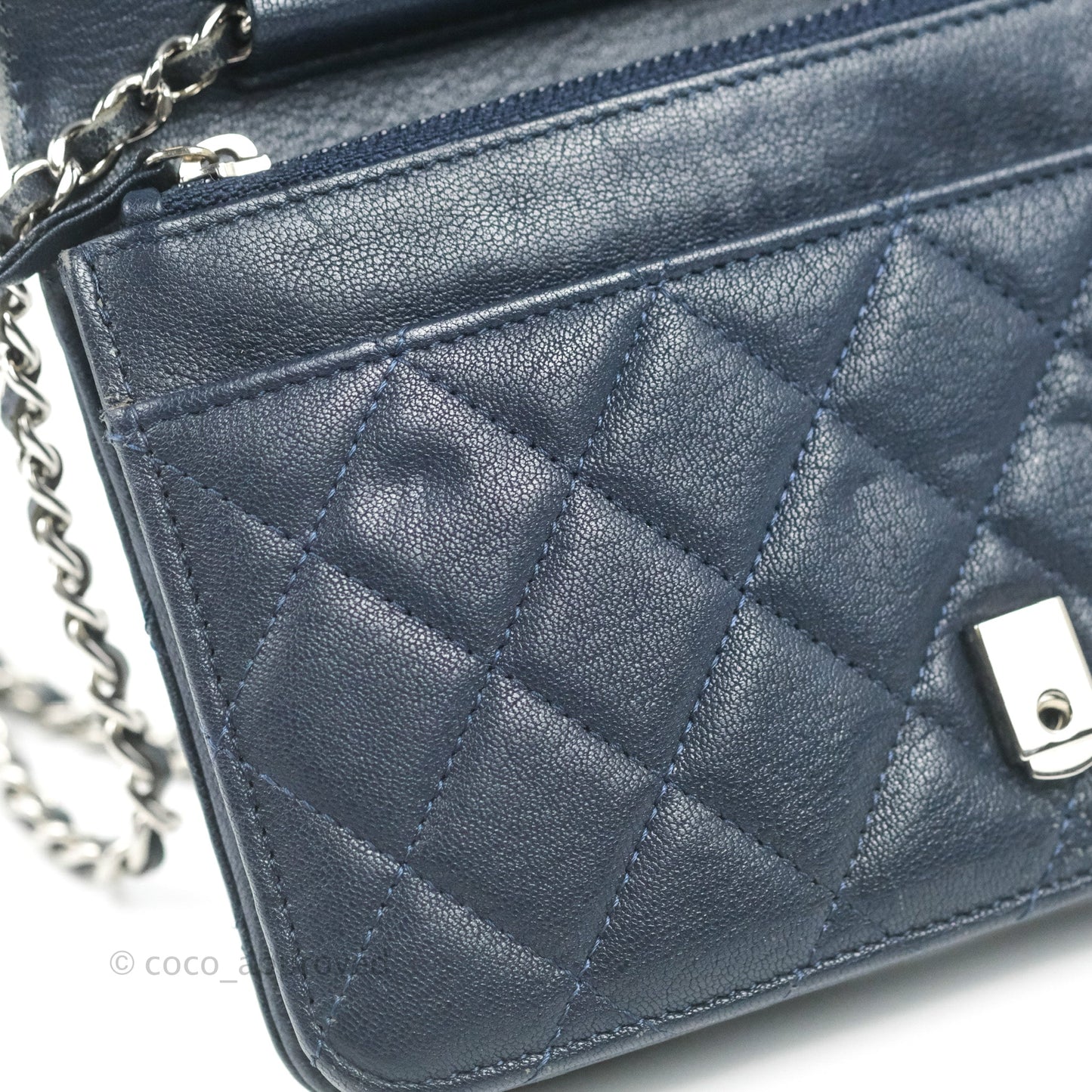 Chanel Urban Companion Wallet on Chain WOC Navy Calfskin Silver Hardware