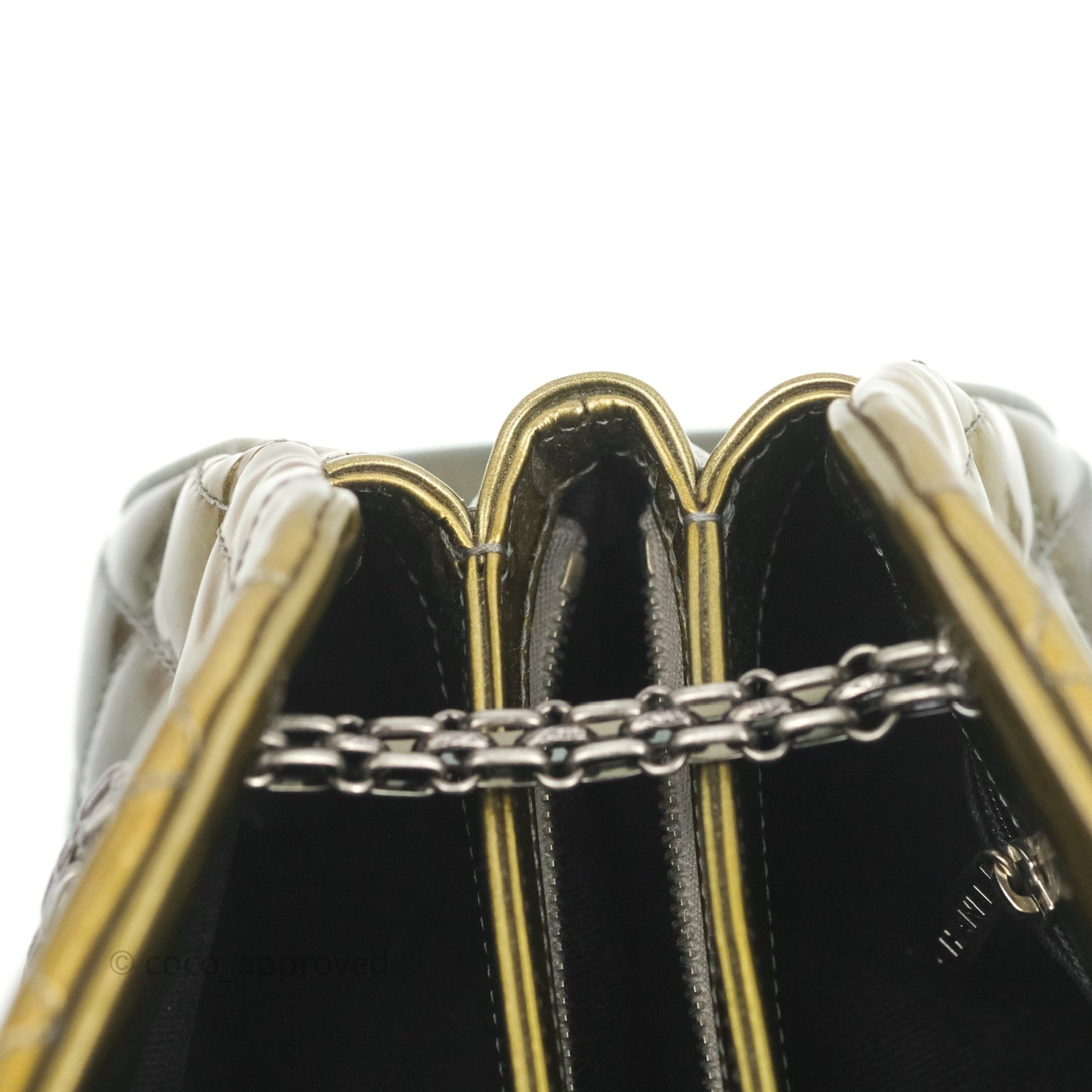 Chanel Small Mademoiselle Bowling Gradient Gold Patent Ruthenium Hardware