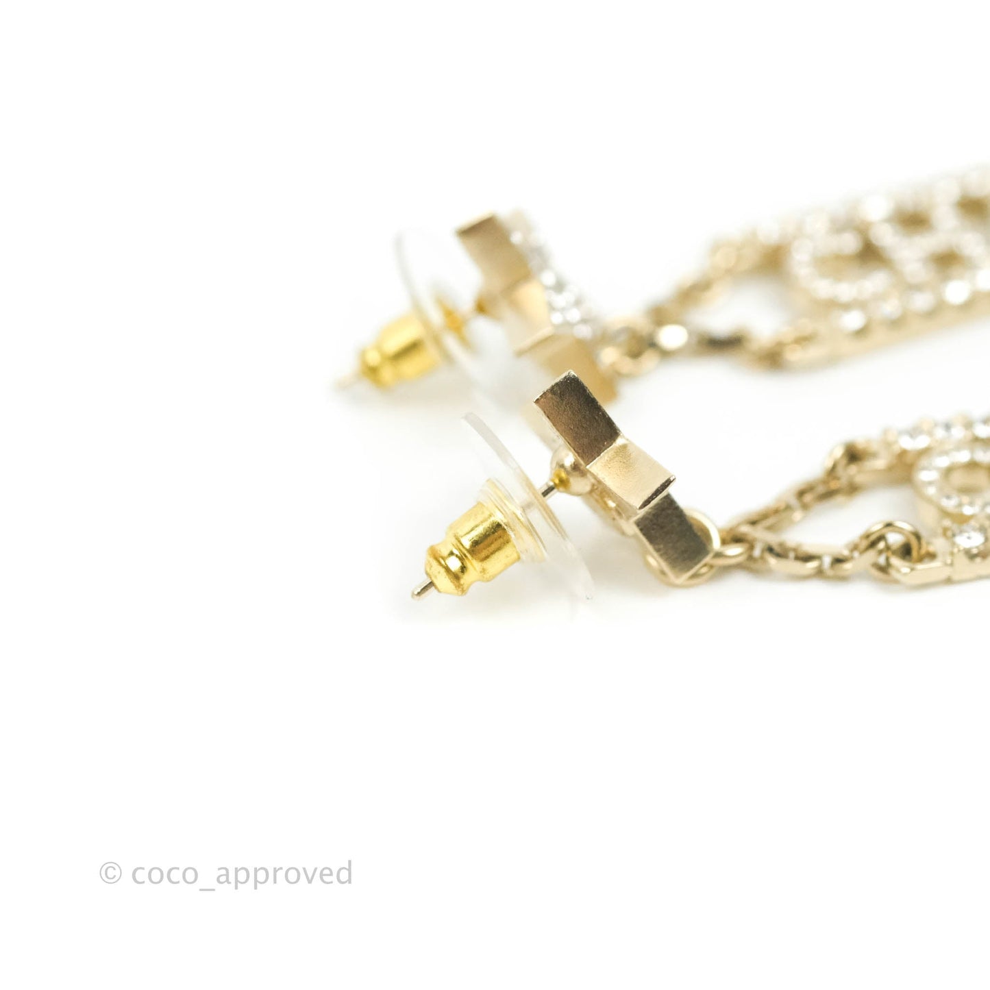 Chanel Crystal Star No5 CHANEL Drop Earrings Gold Tone 22S