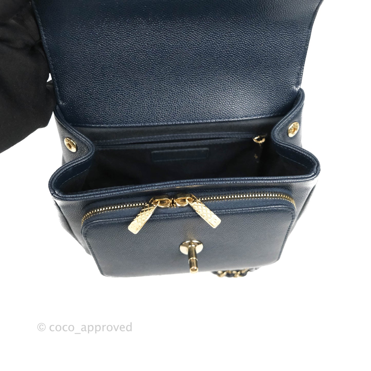 Chanel Quilted Small Business Affinity Flap Navy Caviar Gold Hardware