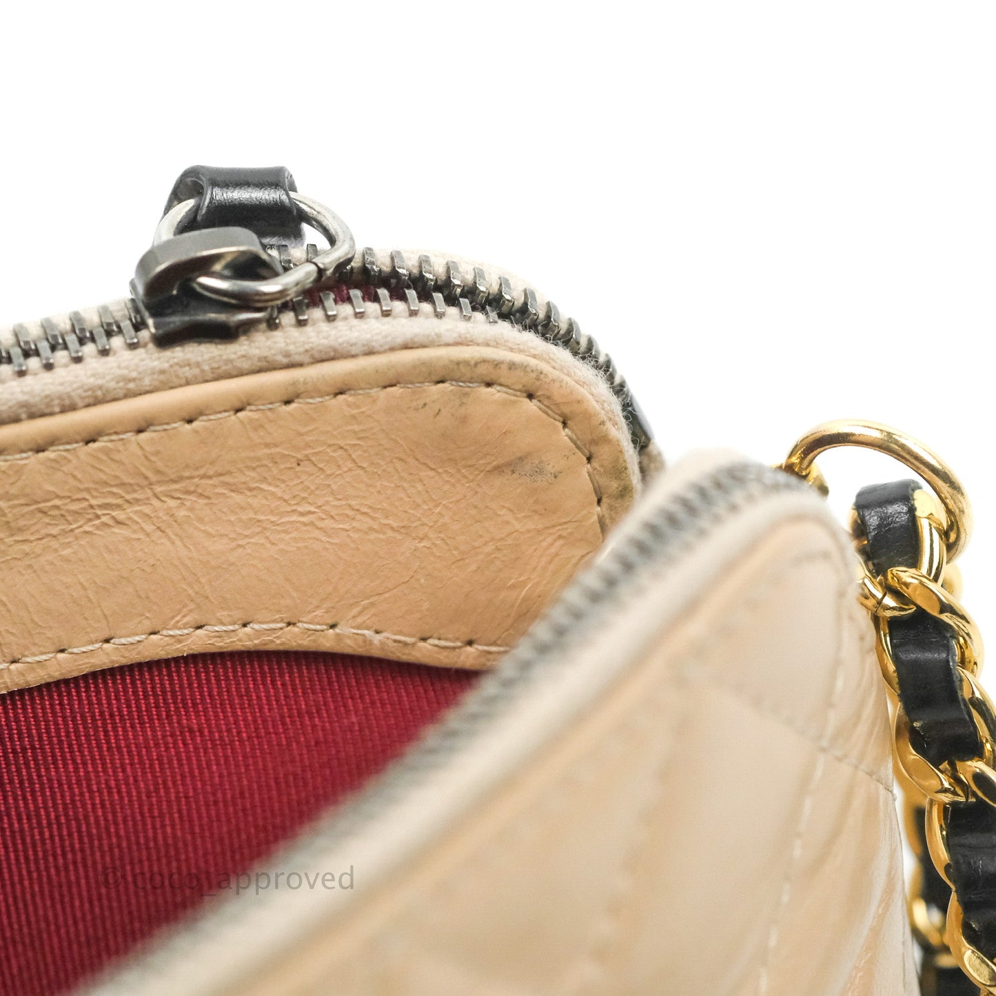 Chanel Gabrielle Clutch With Chain Aged Calfskin Beige/ Black Mixed Hardware