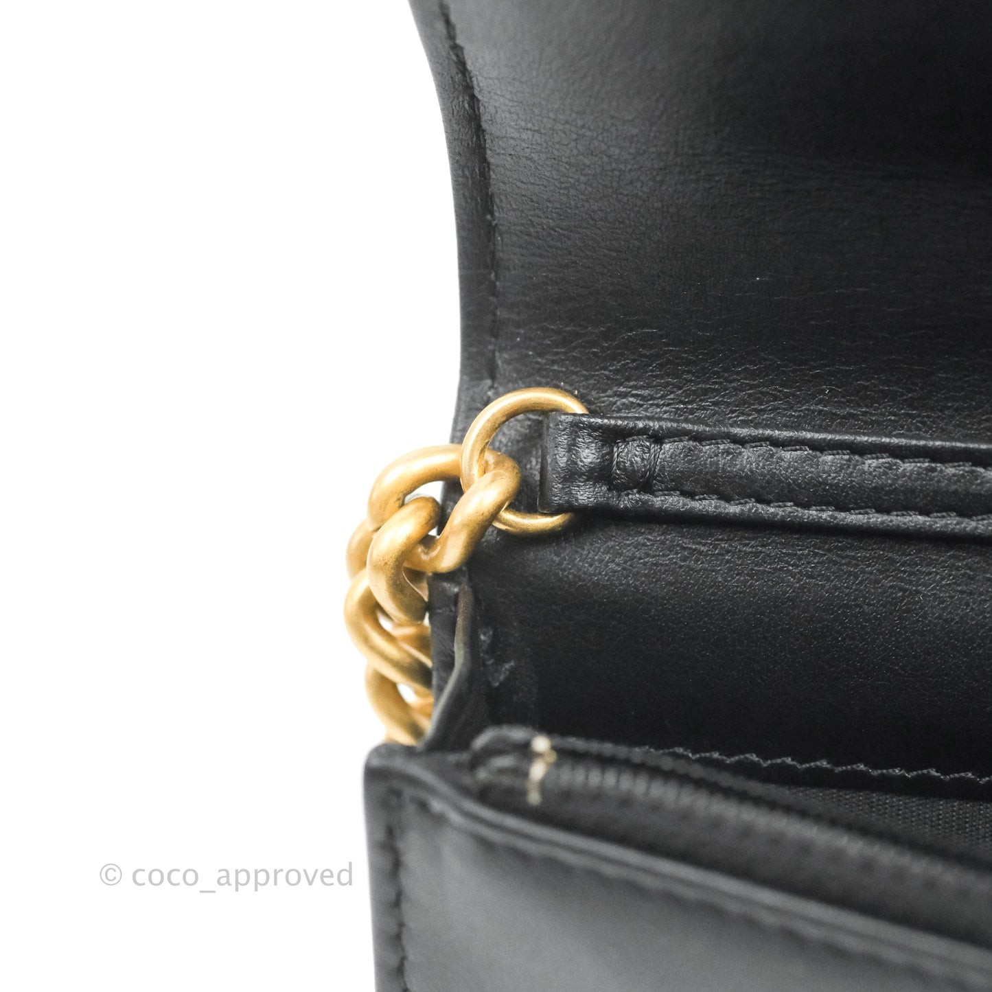 Chanel Mini Boy WOC Black Caviar Aged Gold Hardware