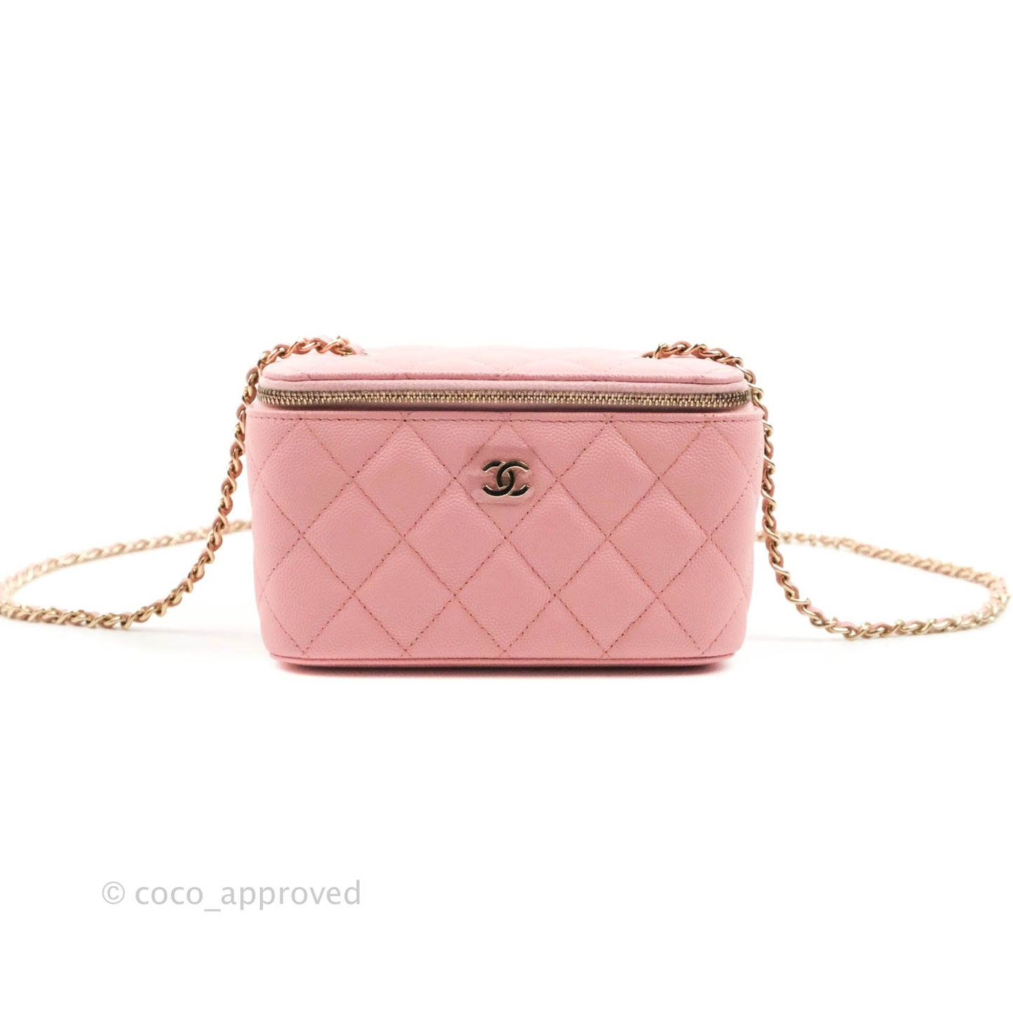 Chanel Classic Vanity With Chain Pink Caviar Gold Hardware