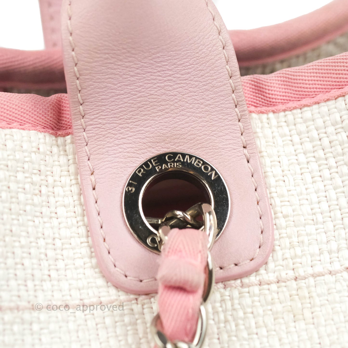 Chanel Large Deauville Pale Pink Canvas Silver Hardware