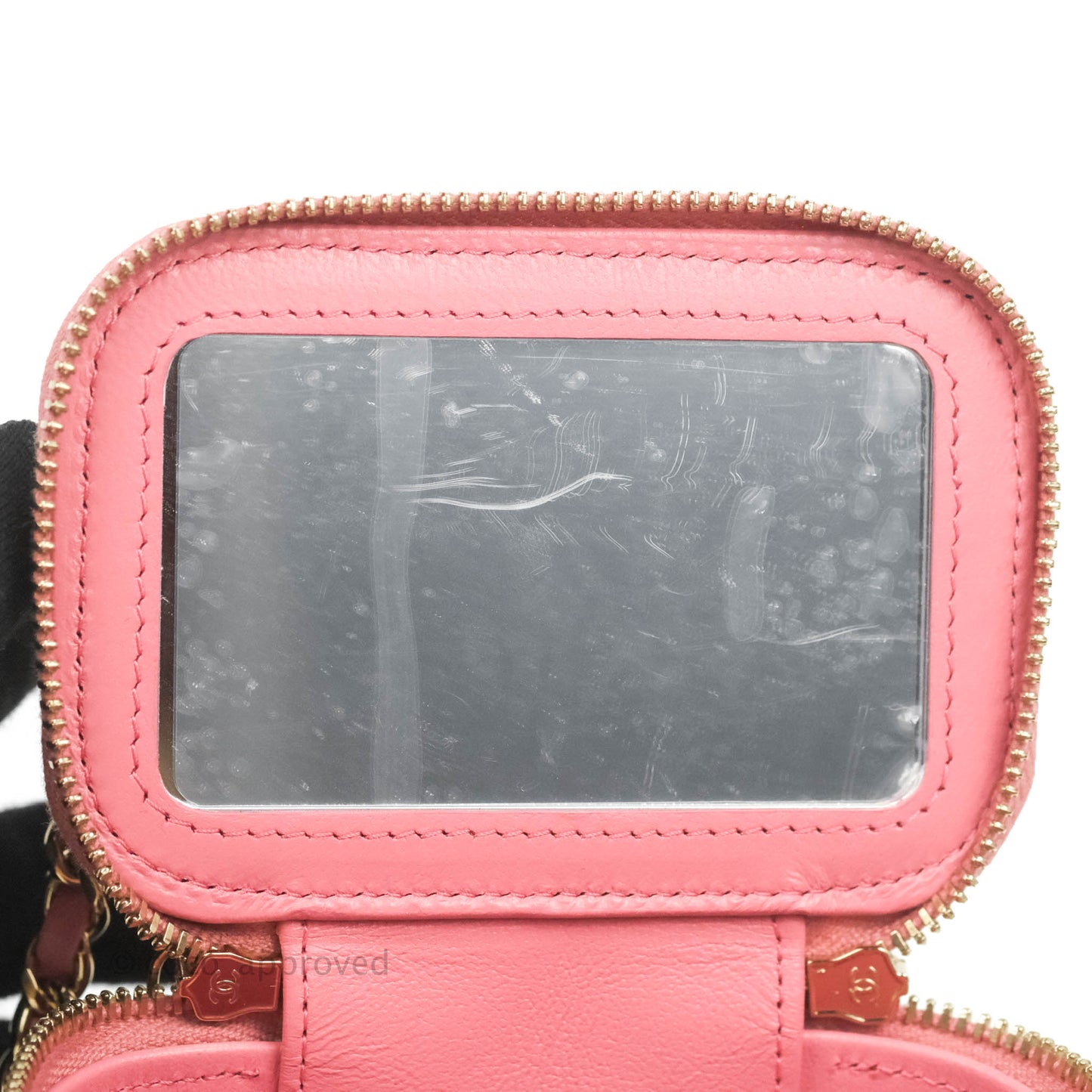 Chanel Mini Top Handle Vanity With Chain Pink Lambskin Gold Hardware