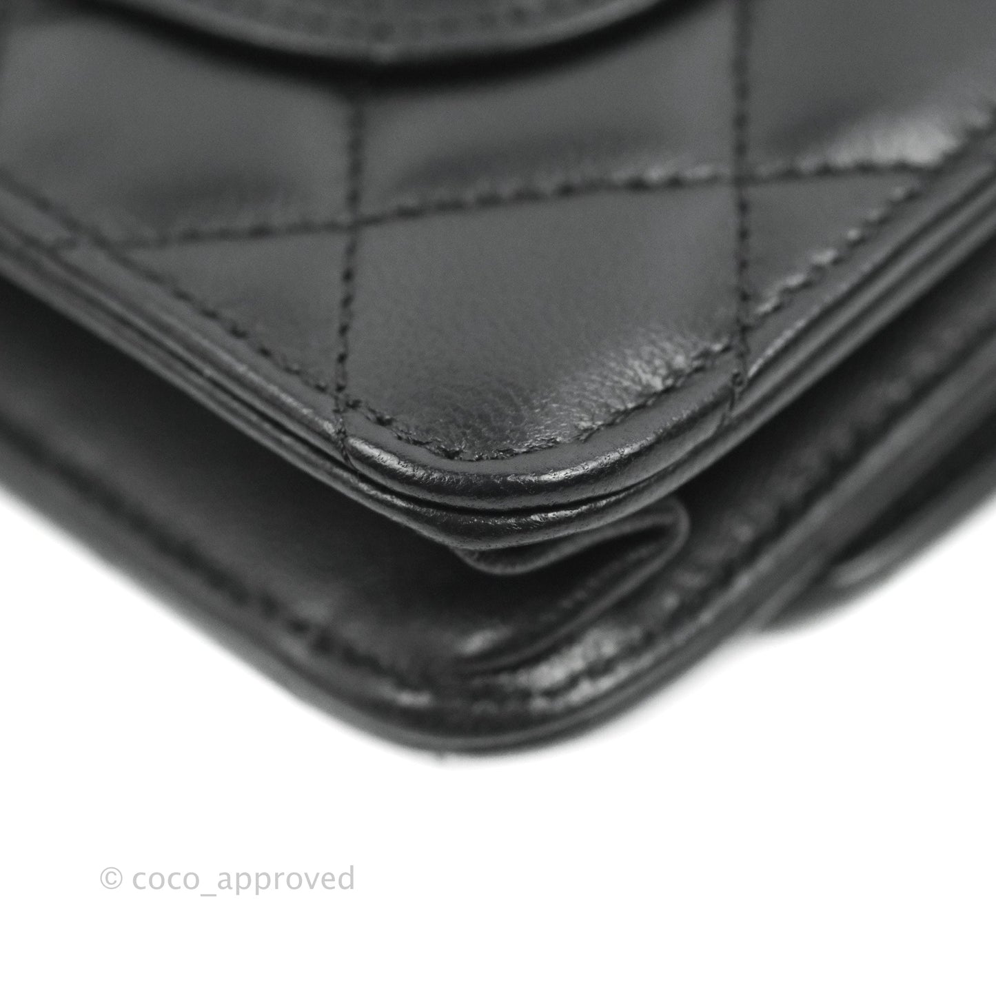 Chanel Quilted Wallet on Chain WOC Black Lambskin Silver Hardware