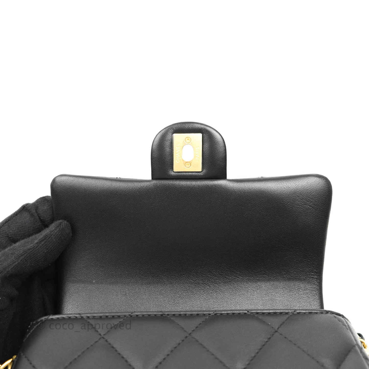 Chanel Quilted My Perfect Mini With Pearl Black Lambskin Gold Hardware