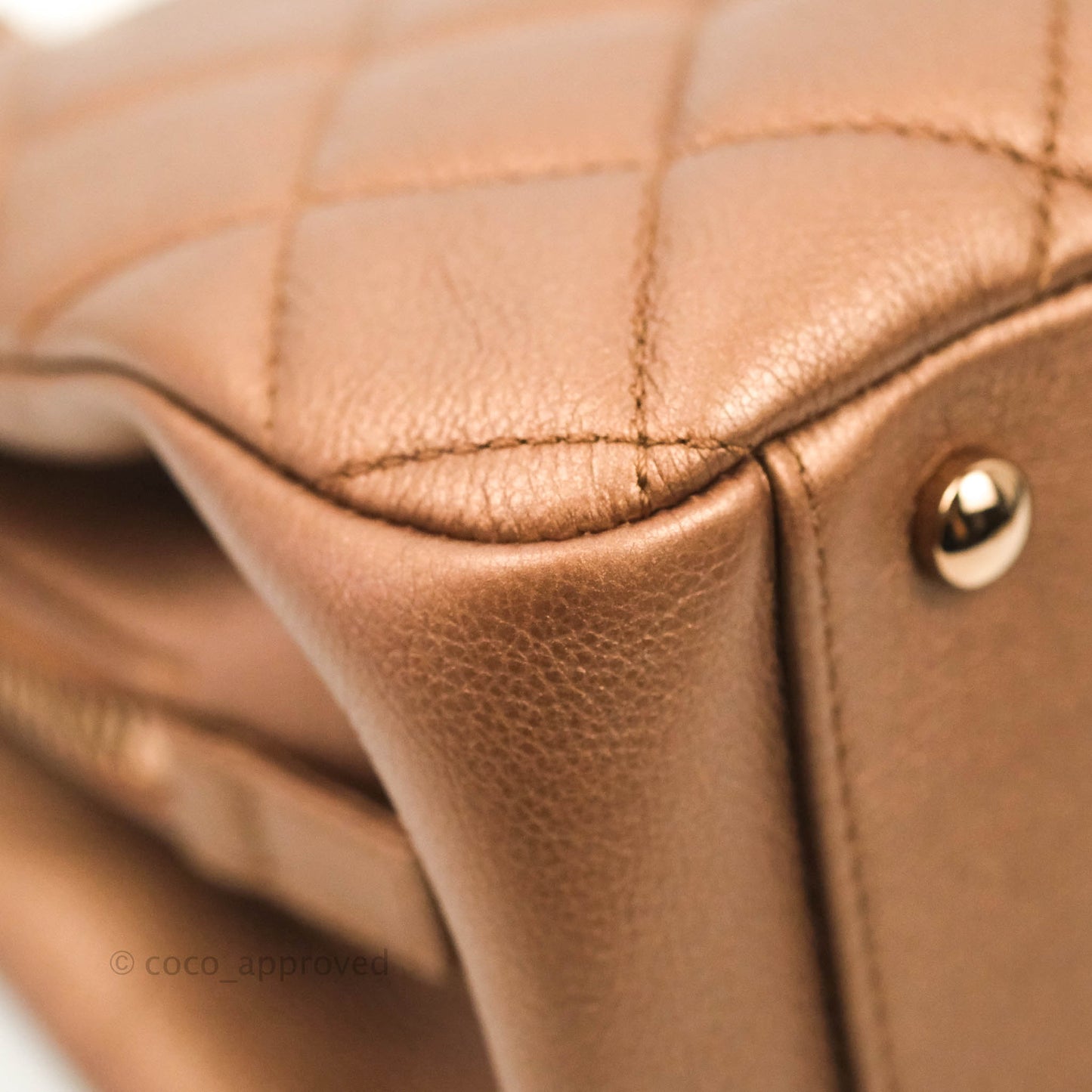 Chanel Iridescent Goatskin Quilted Small CC Eyelet Tote Copper Rose Gold