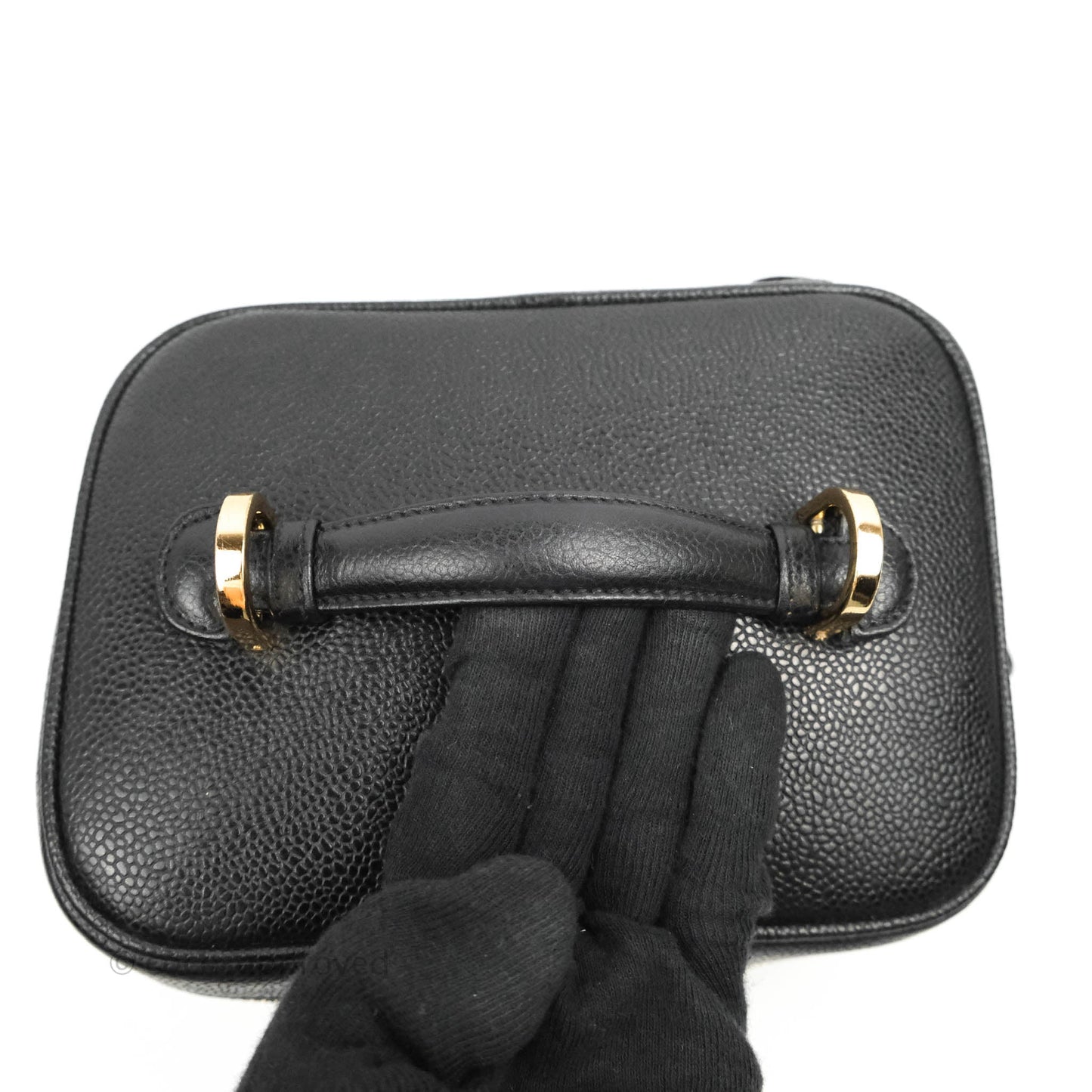 Chanel Vintage Vanity Case Black Caviar Gold Hardware