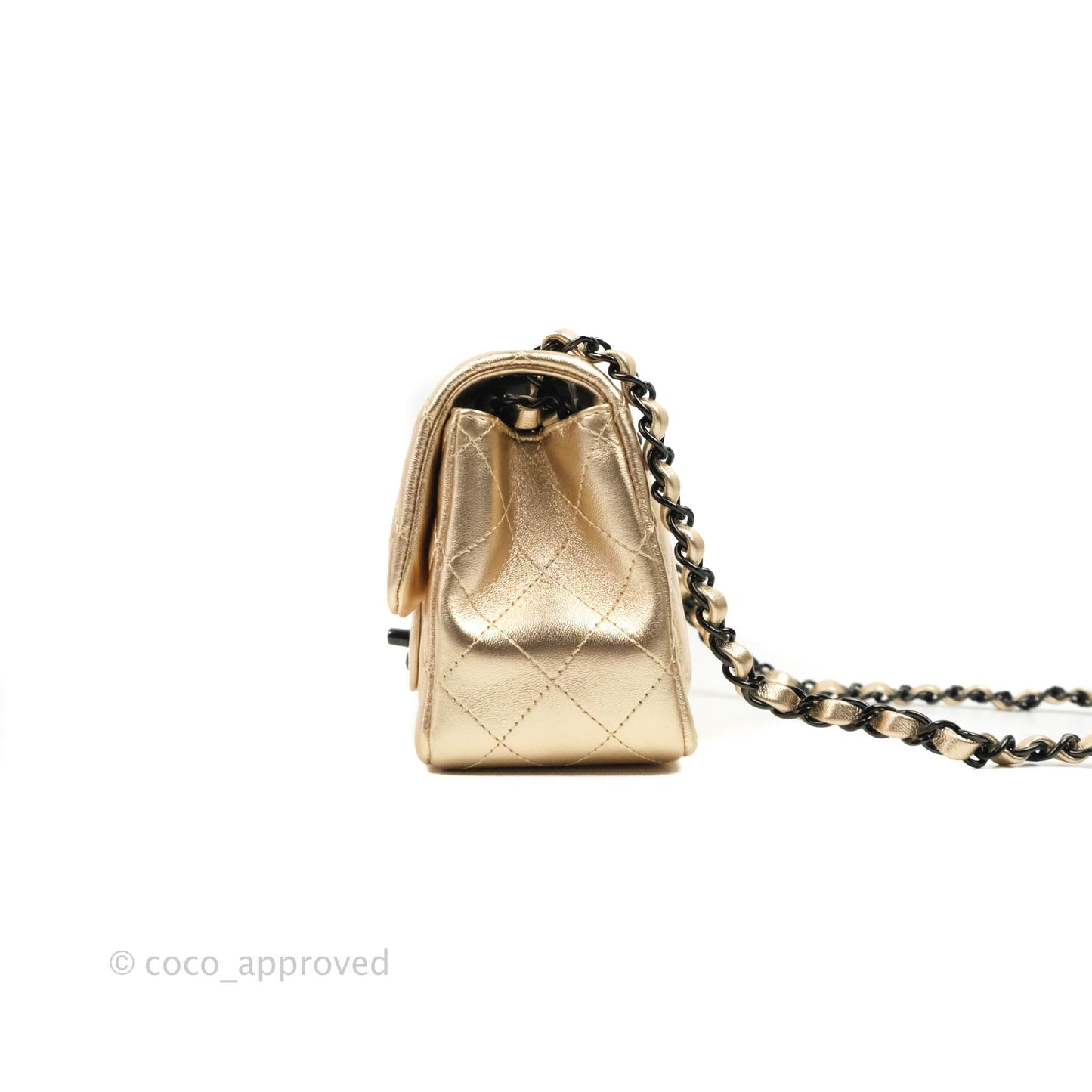 Chanel Mini Square Quilted Gold Calfskin Black Hardware