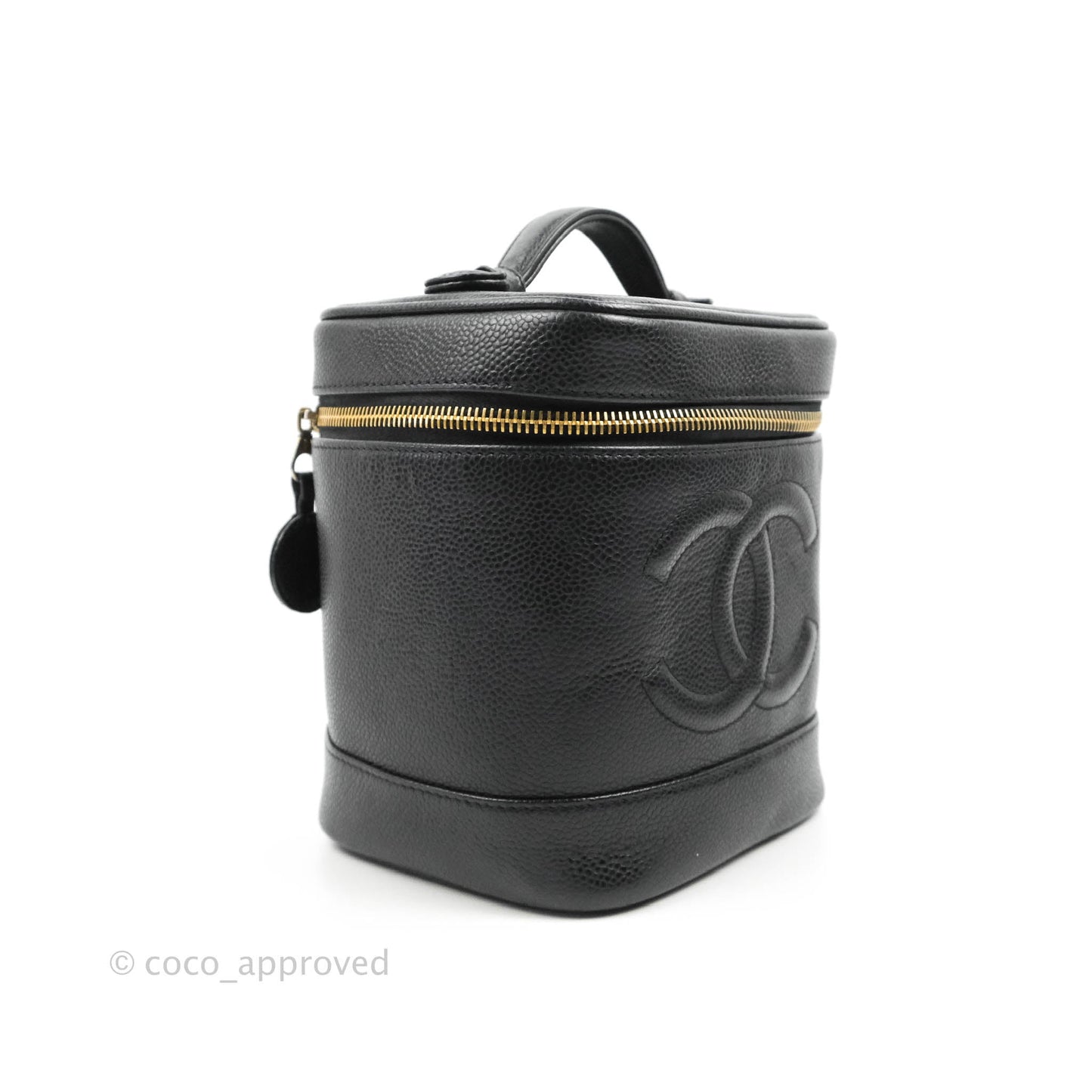 Chanel Vintage Vanity Case Black Caviar Gold Hardware