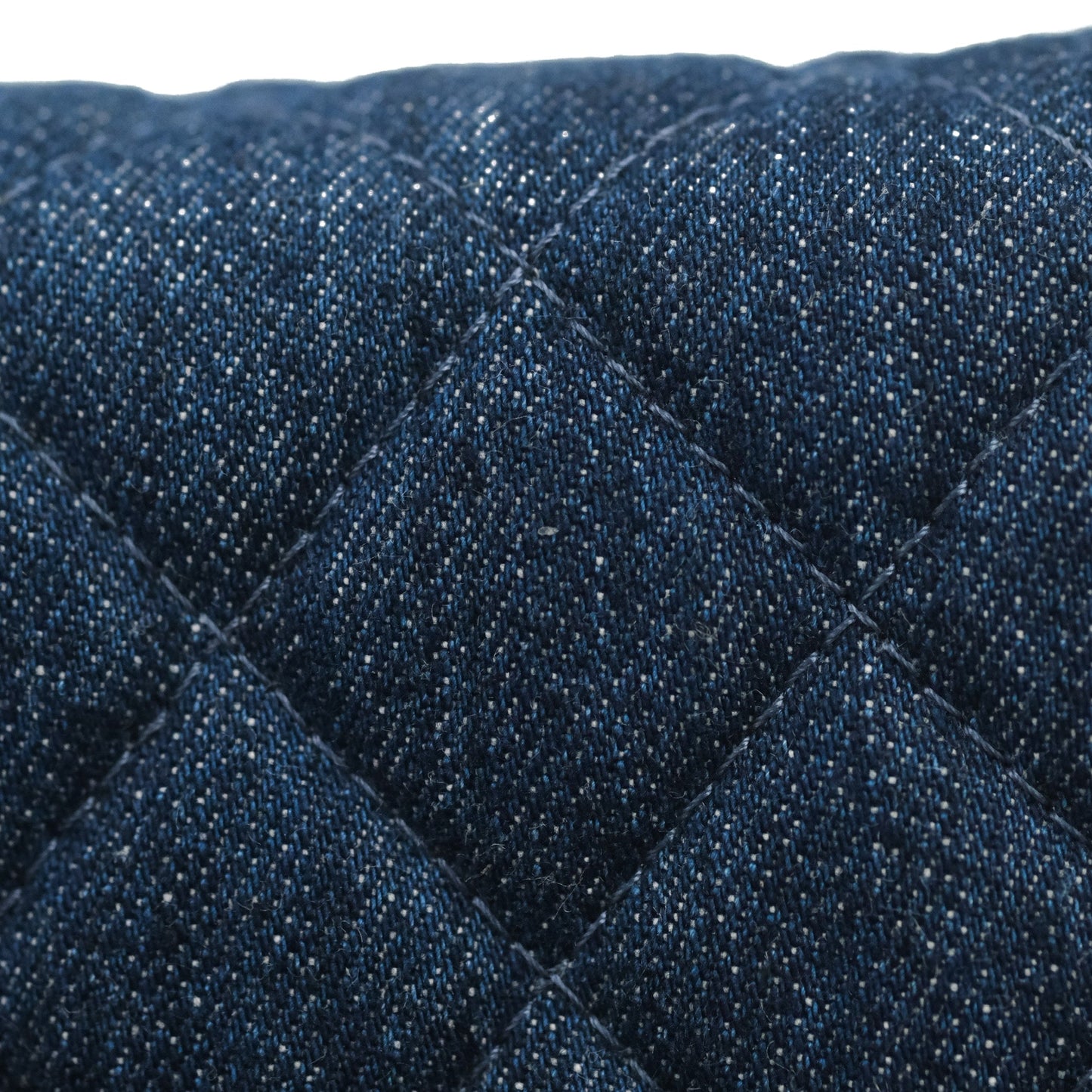 Chanel Quilted Chain Around Wallet on Chain WOC Dark Blue Denim Silver Hardware