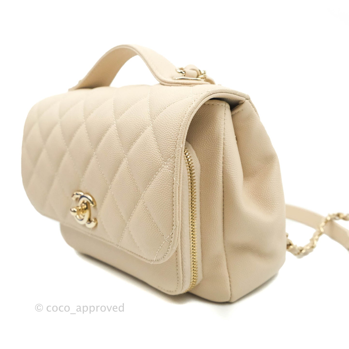 Chanel Quilted Medium Business Affinity Flap Light Beige Caviar Gold Hardware 20B