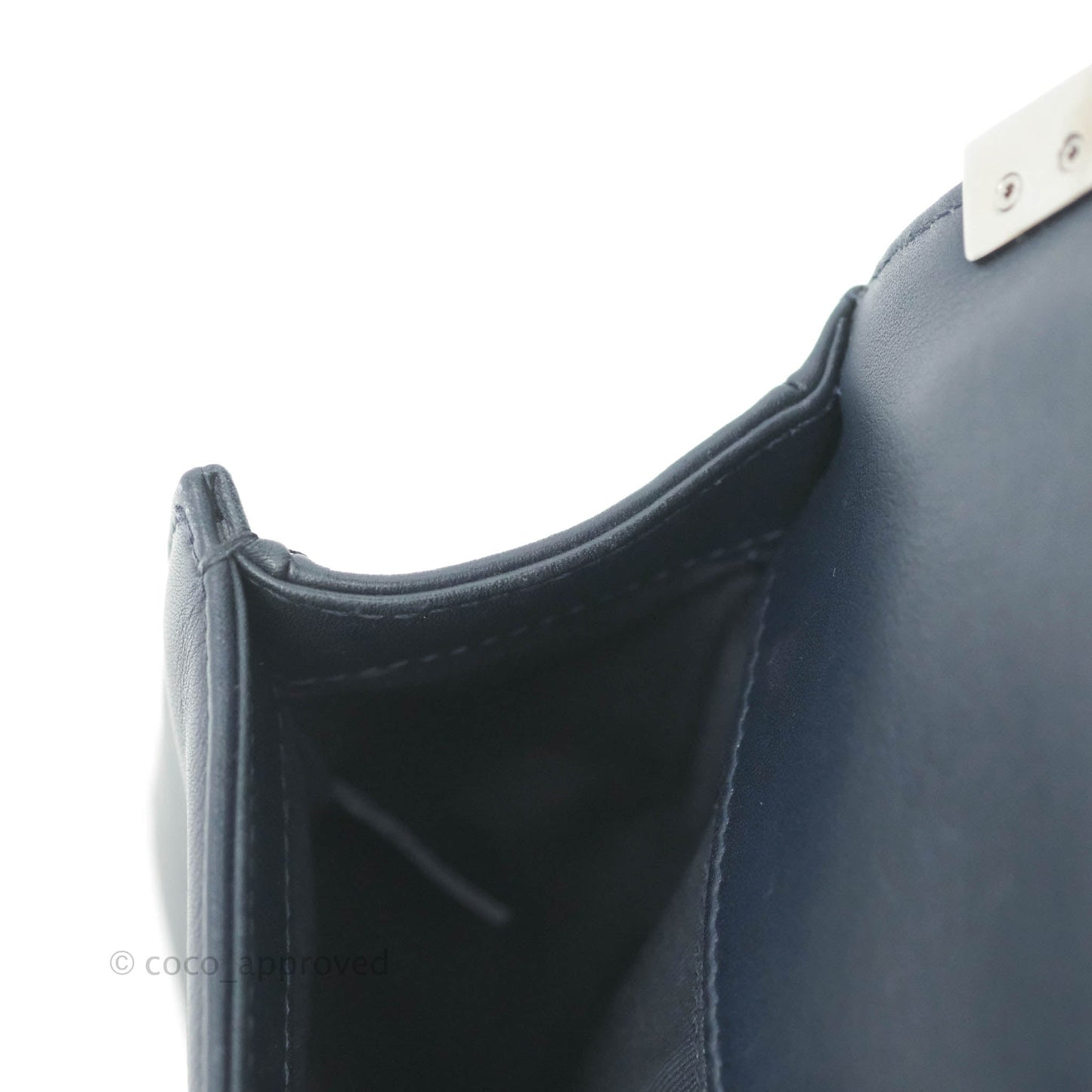 Chanel Small Quilted Boy Navy Calfskin Gun Metal