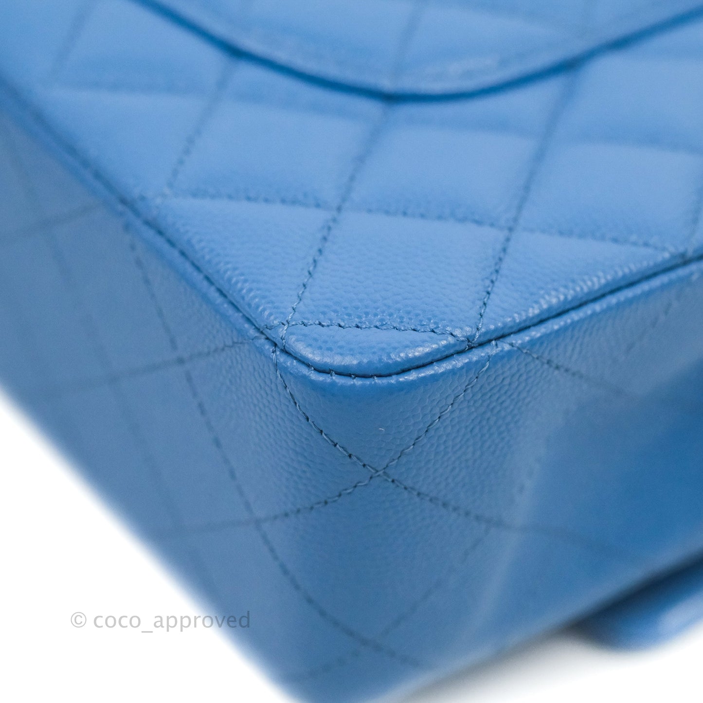 Chanel Classic M/L Medium Flap Quilted Blue Caviar Gold Hardware 21P