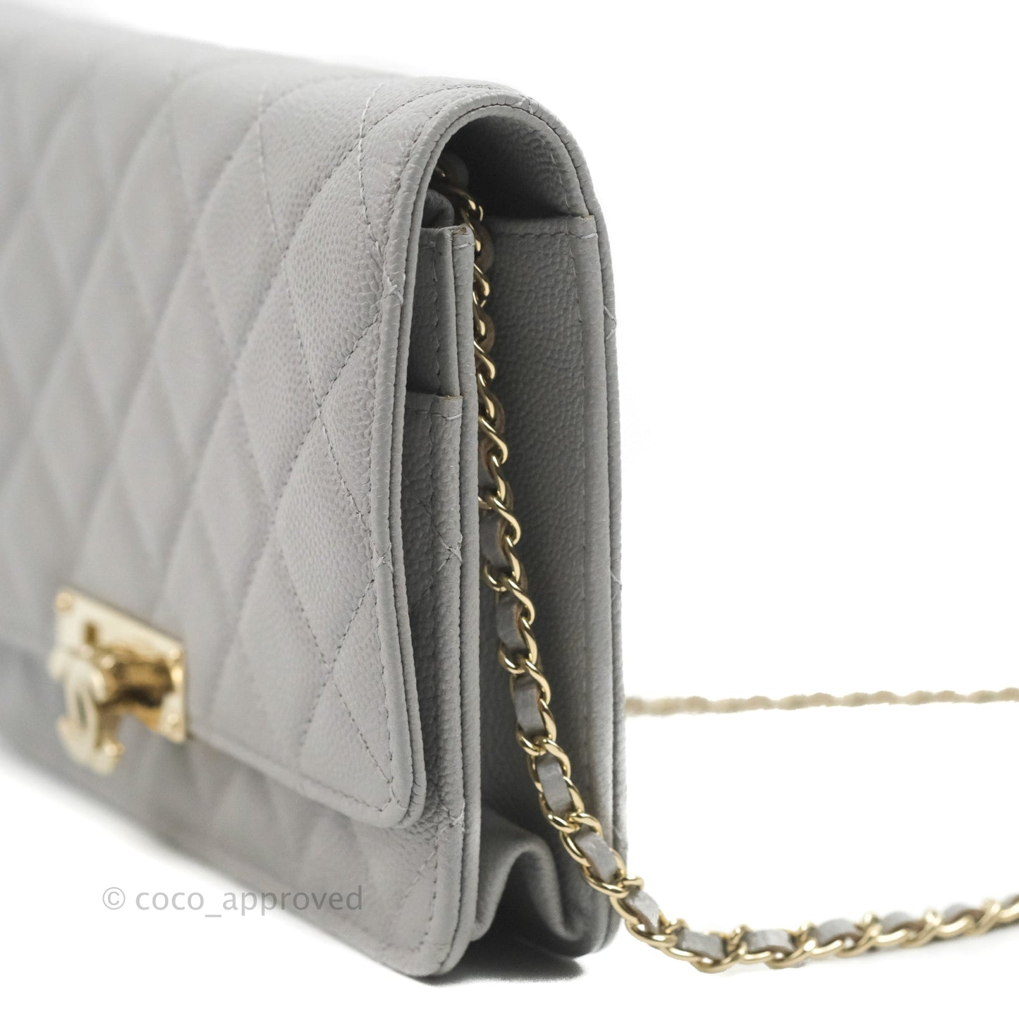 Chanel Golden Class Wallet on Chain WOC Grey Caviar Gold Hardware
