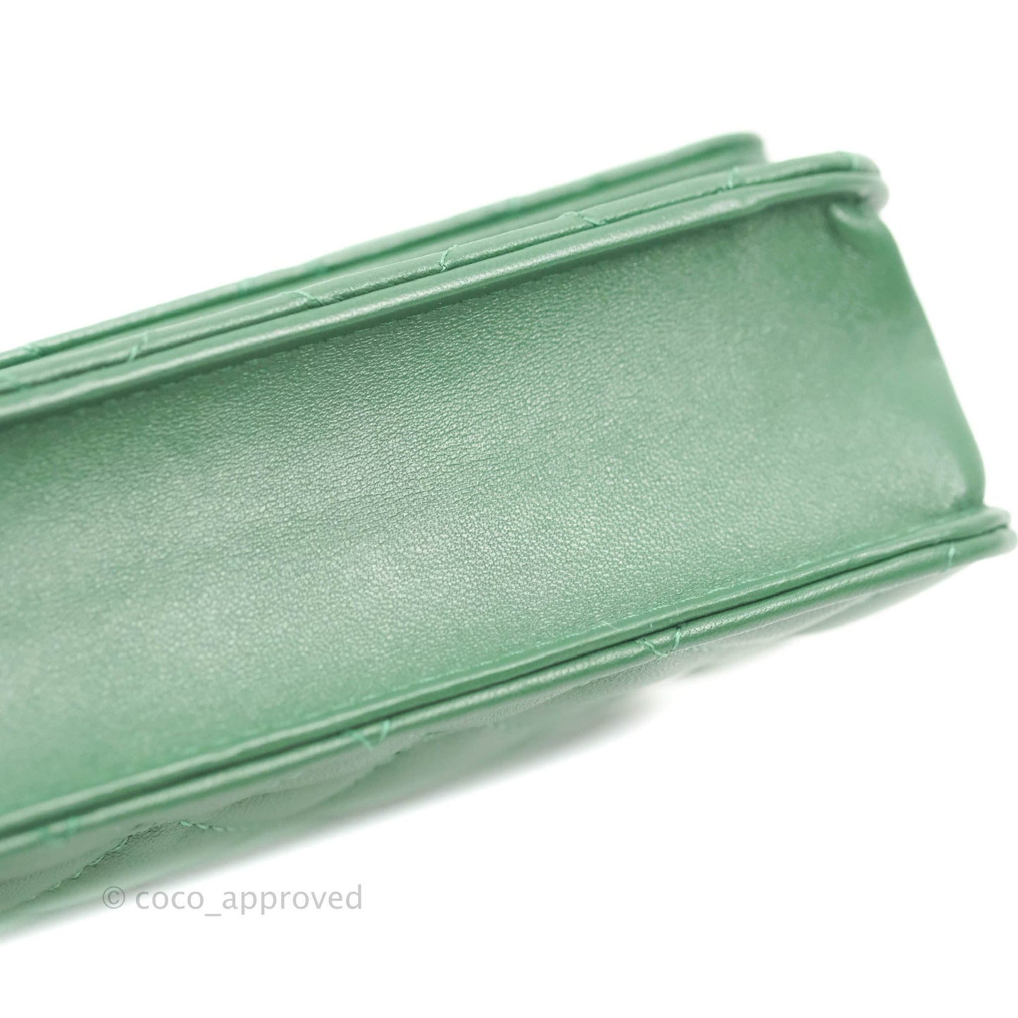 Chanel Quilted Classic Wallet on Chain WOC Green Lambskin Silver Hardware