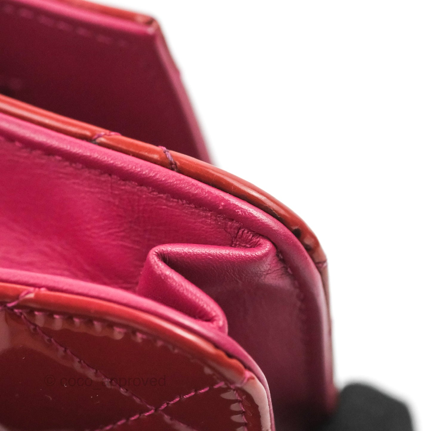 Chanel Wallet on Chain WOC Quilted Red Patent Ruthenium Hardware